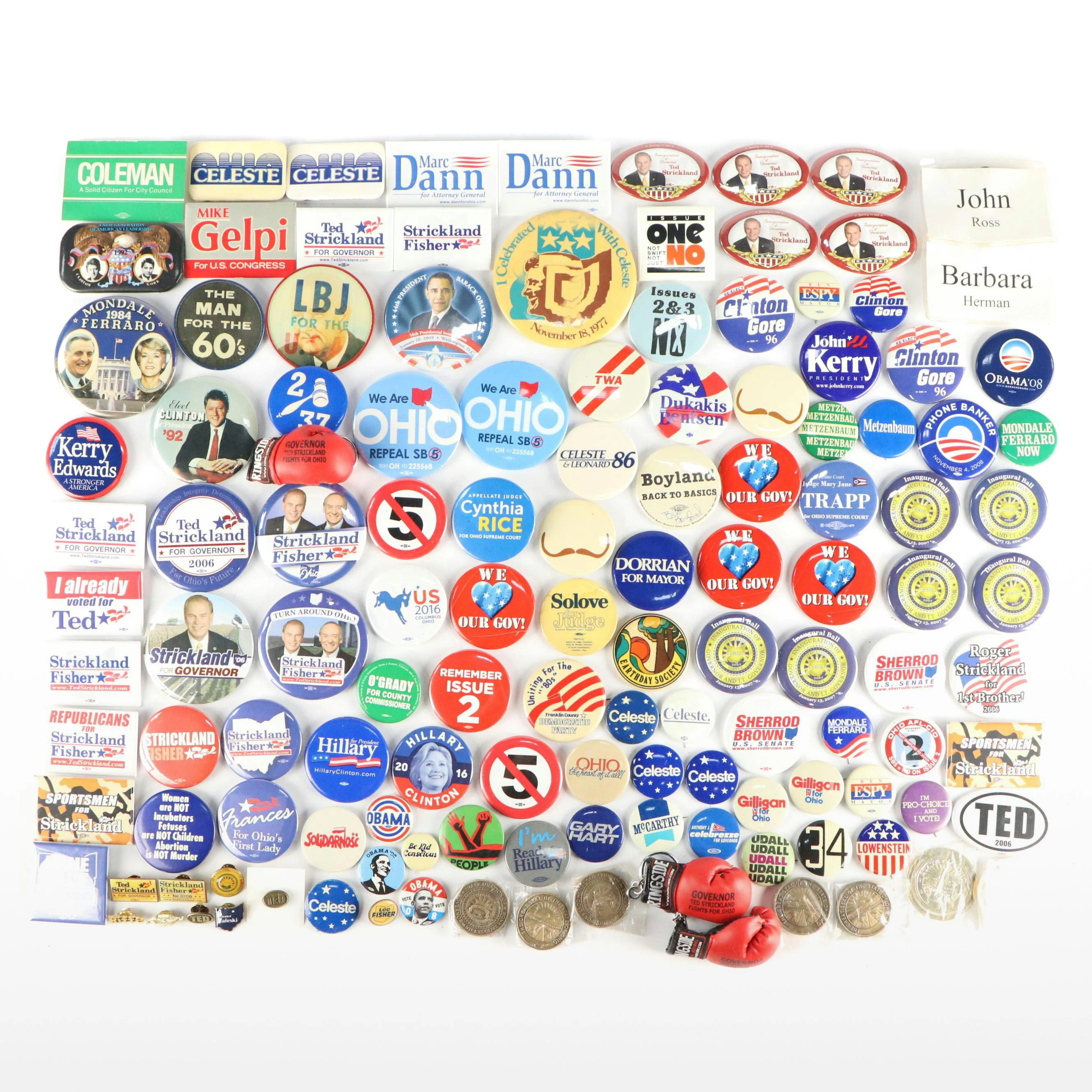 Barack Obama, Bill Clinton, and More Pin Backs and Other Political Memorabilia