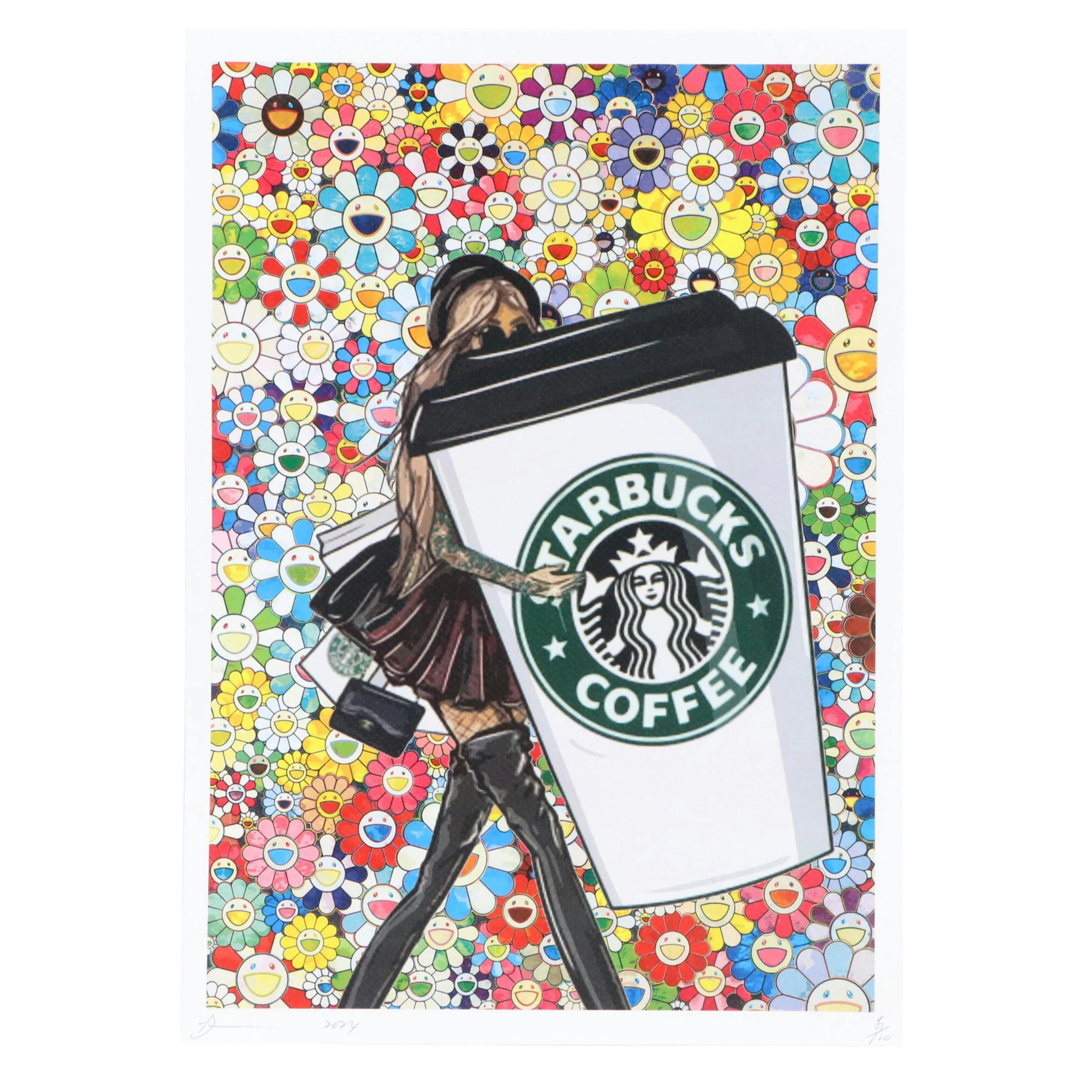 Death NYC Graphic Digital Print Featuring Starbucks x Takashi Murakami, 2024