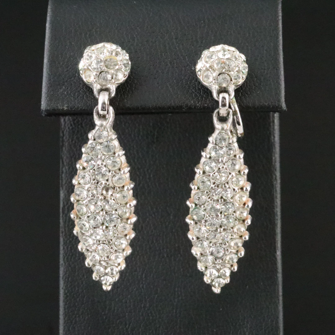 Bogoff Navette Rhinestone Earrings