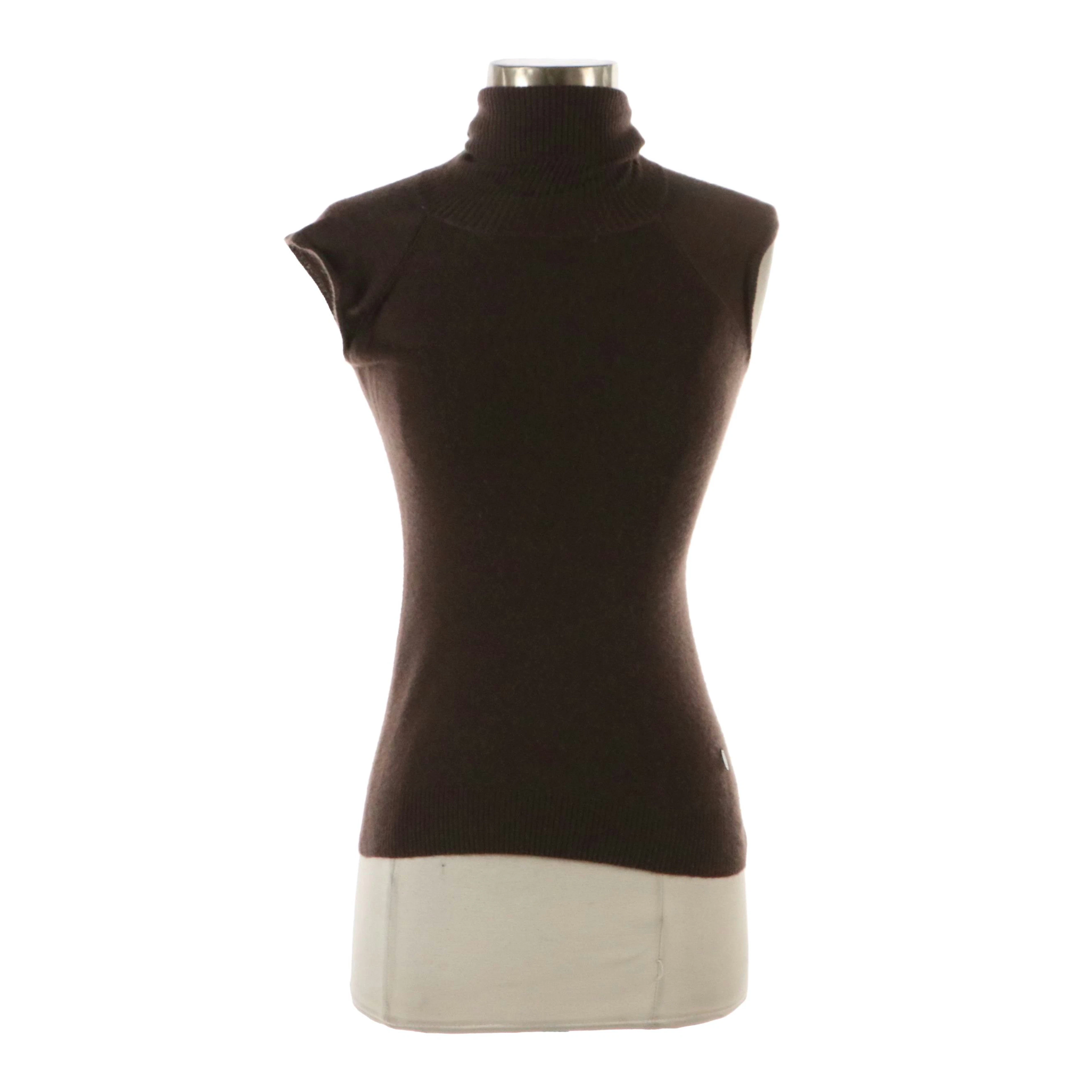 Emilio Pucci Sleeveless Turtleneck Top in Dark Brown Cashmere Blend