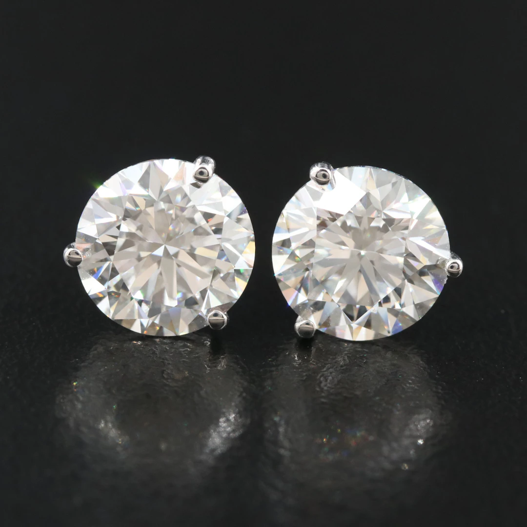 14K 5.06 CTW Lab Grown Diamond Solitaire Earrings with IGI Reports