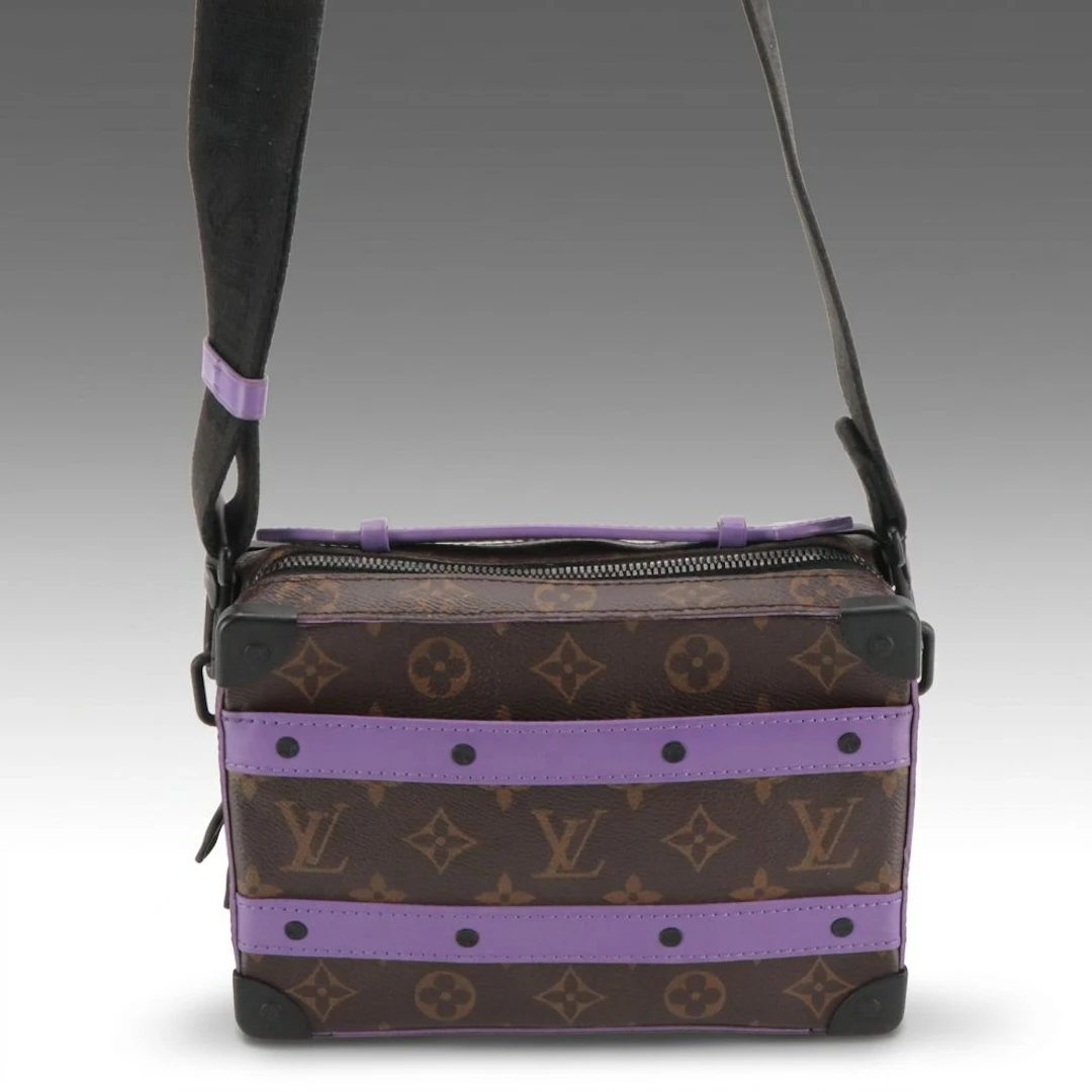 Louis Vuitton Handle Soft Trunk 2-Way Bag in Monogram Macassar & Purple Leather