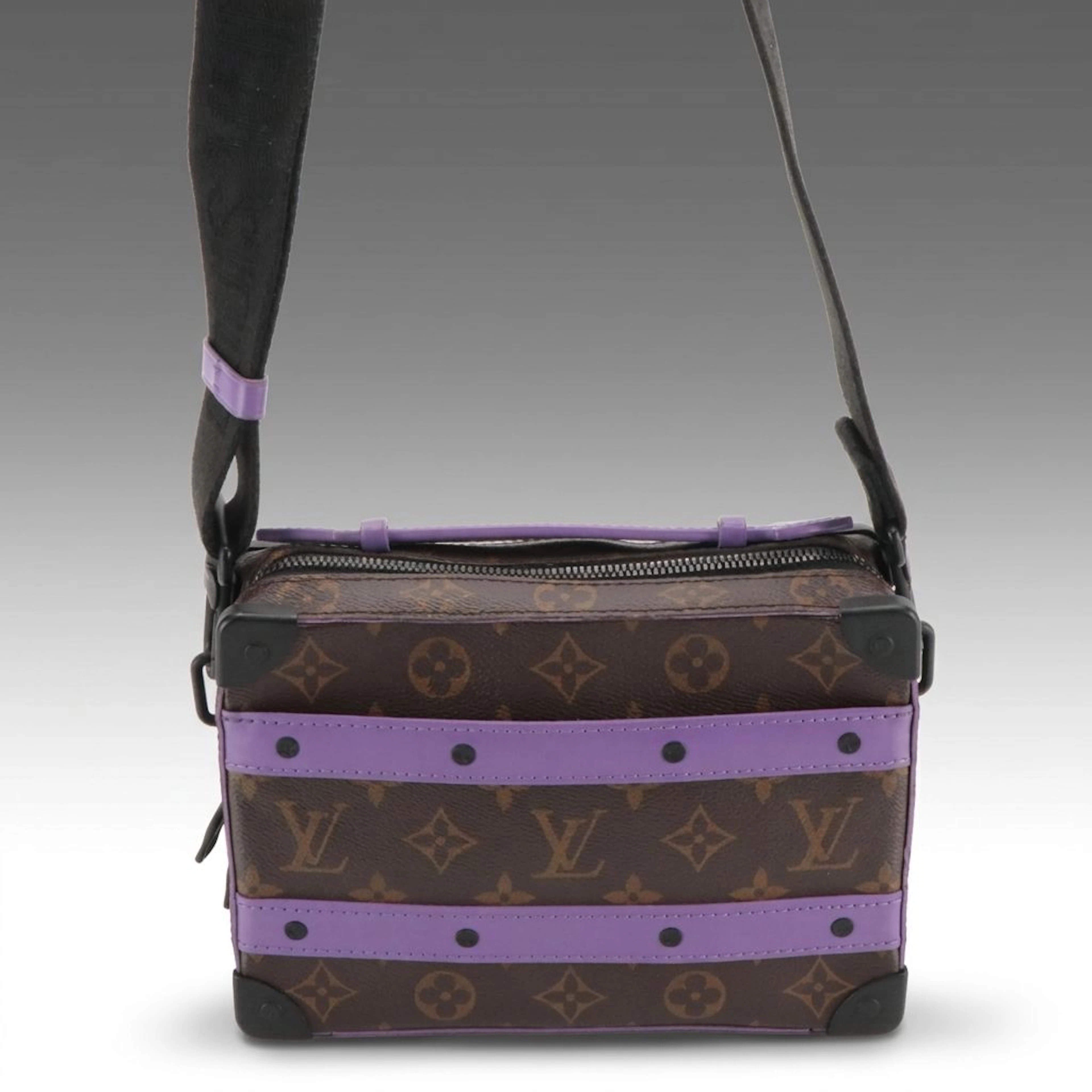 Louis Vuitton Handle Soft Trunk 2-Way Bag in Monogram Macassar & Purple Leather