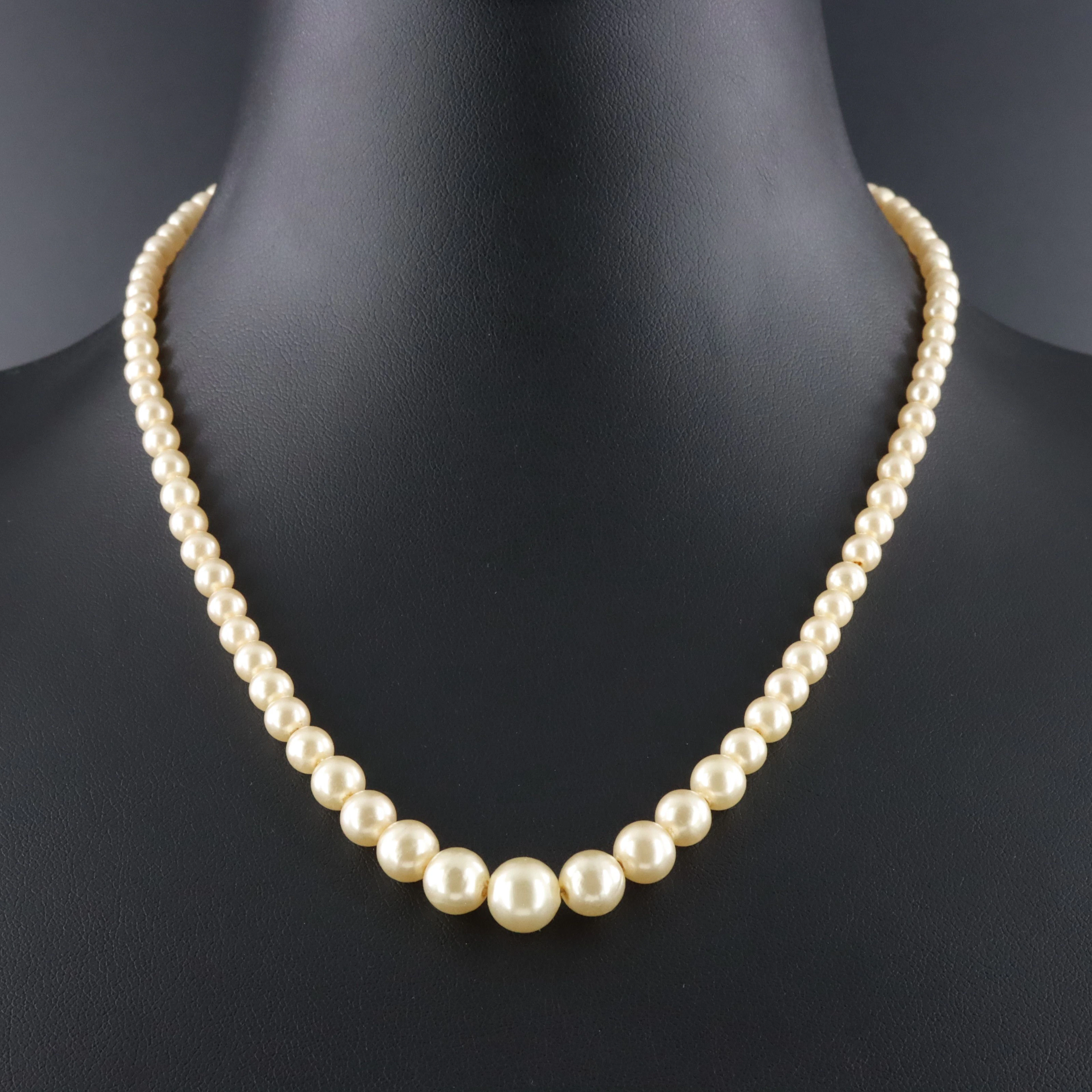 Graduated Faux Pearl Necklace with 10K Clasp