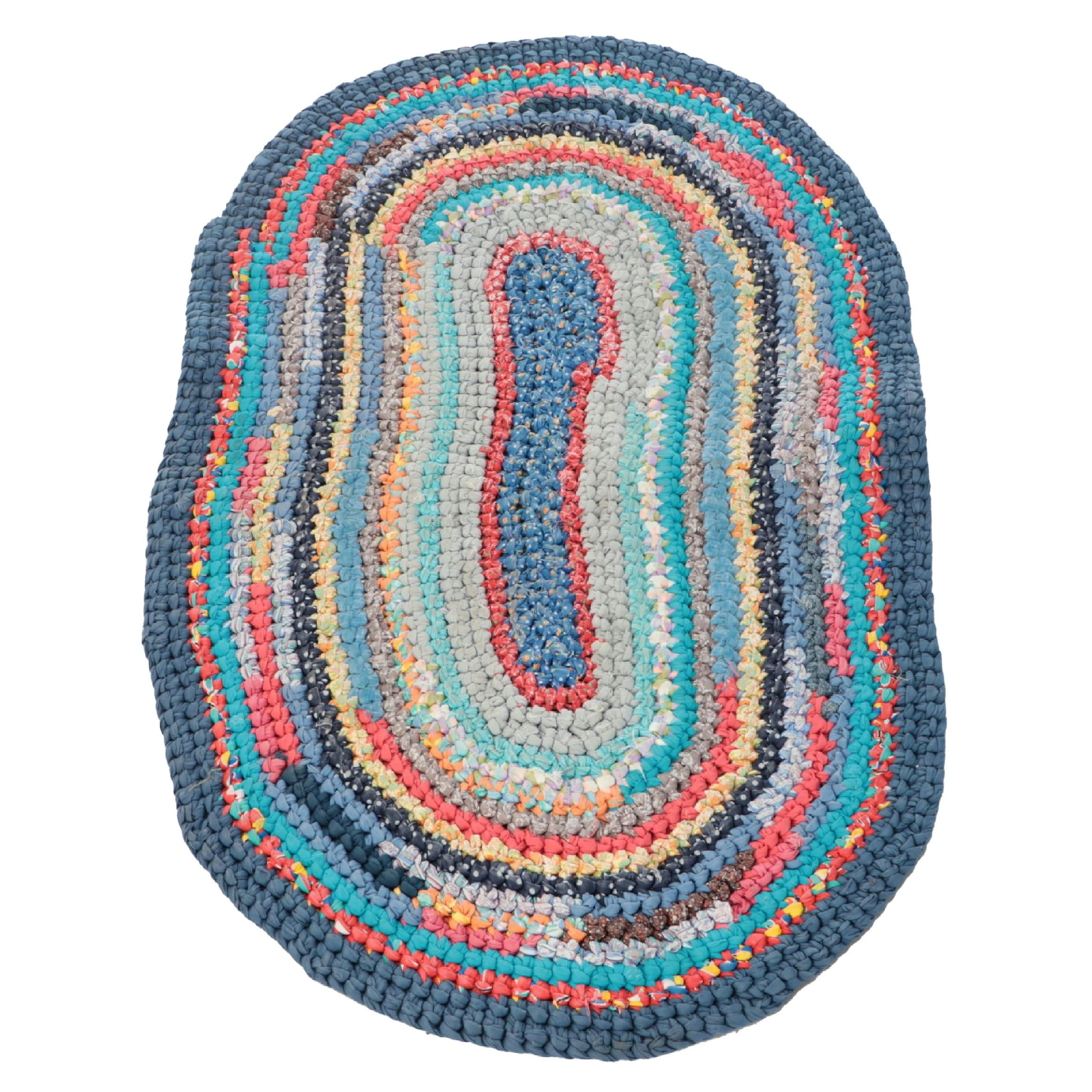 Multicolor Braided Oval Accent Rug