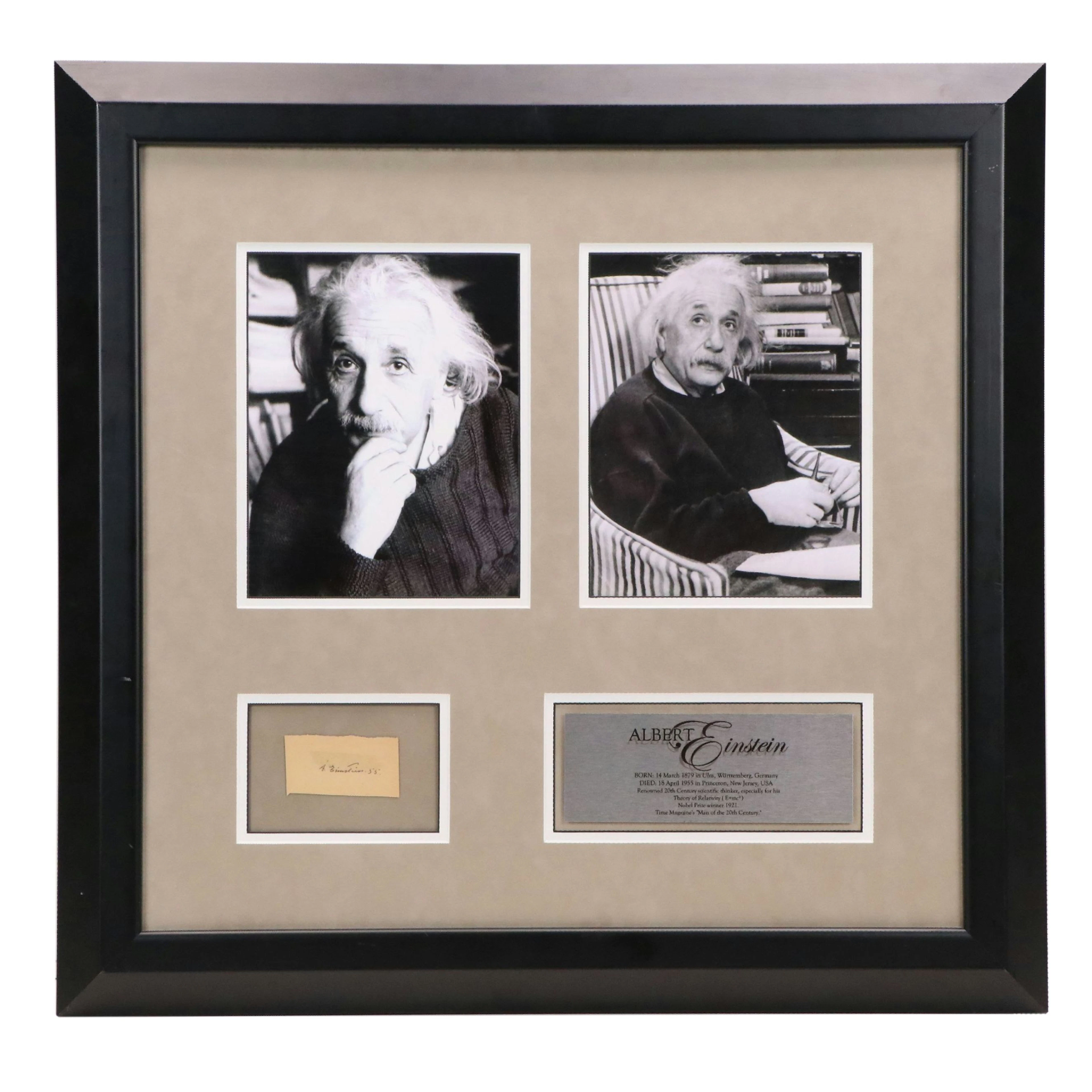 Albert Einstein Signed Paper Clipping with Digital Prints, 1955