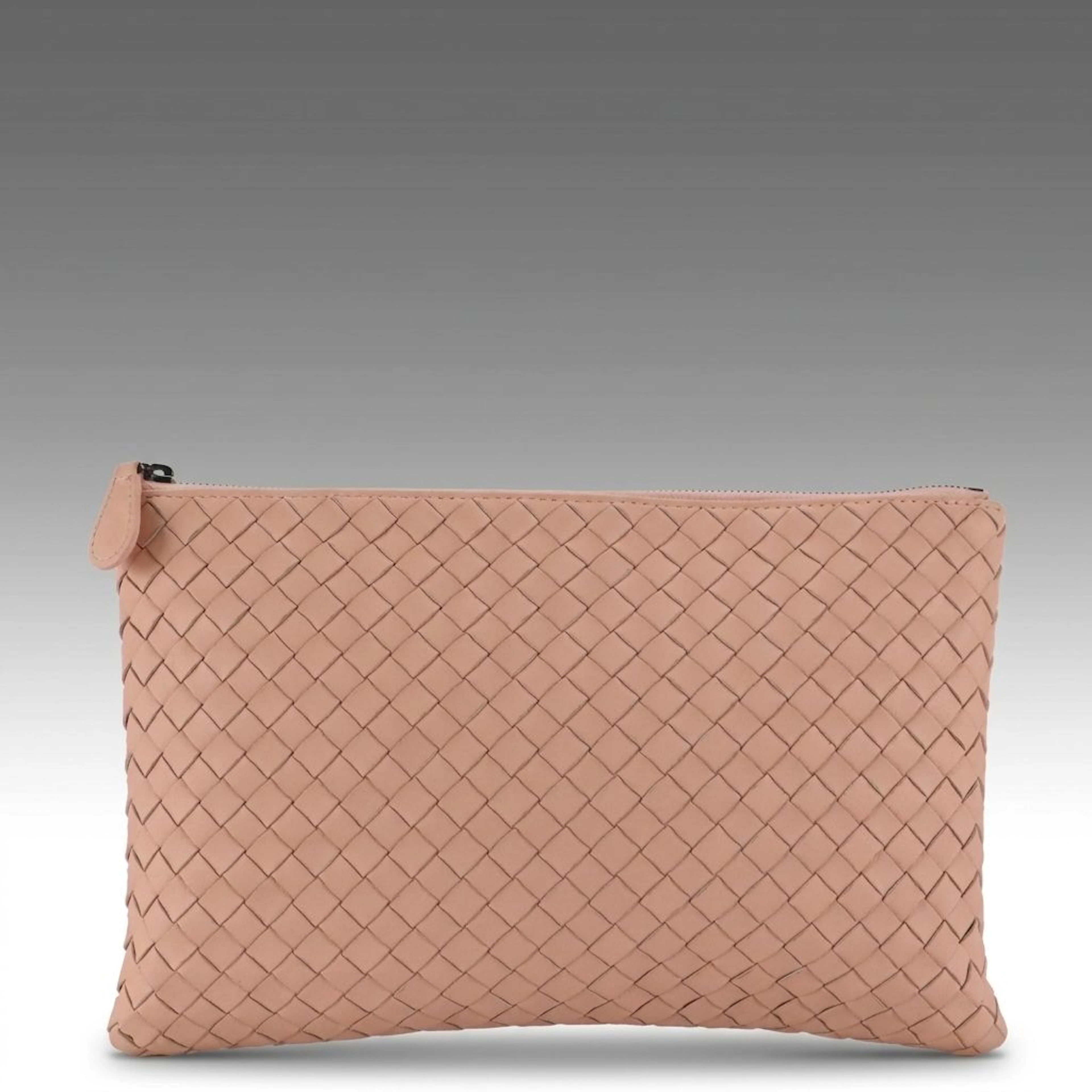 Bottega Veneta Zip Pouch in Peach Intrecciato Leather