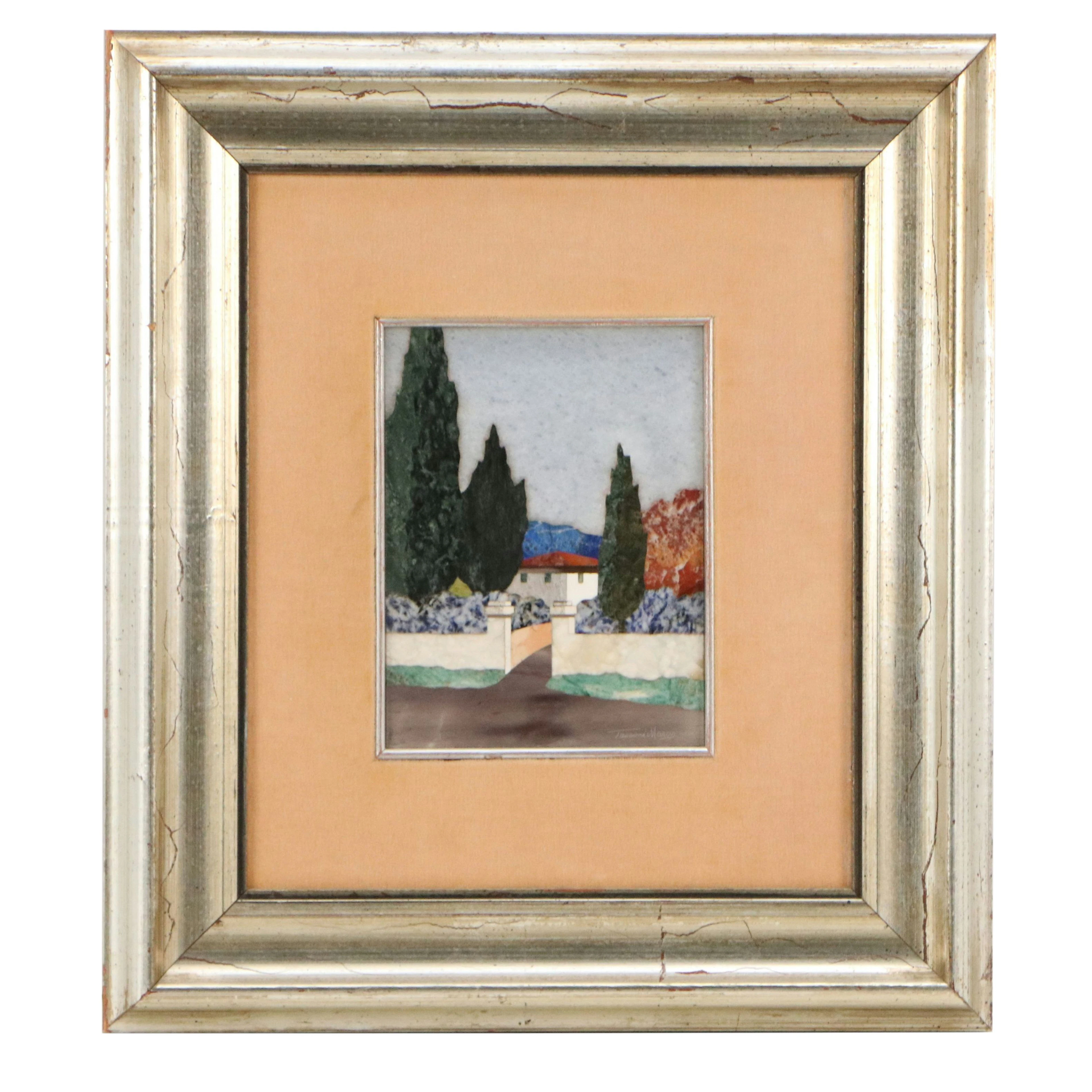 Marco Tacconi Pietra Dura (Florentine Mosaic) of Tuscan Landscape