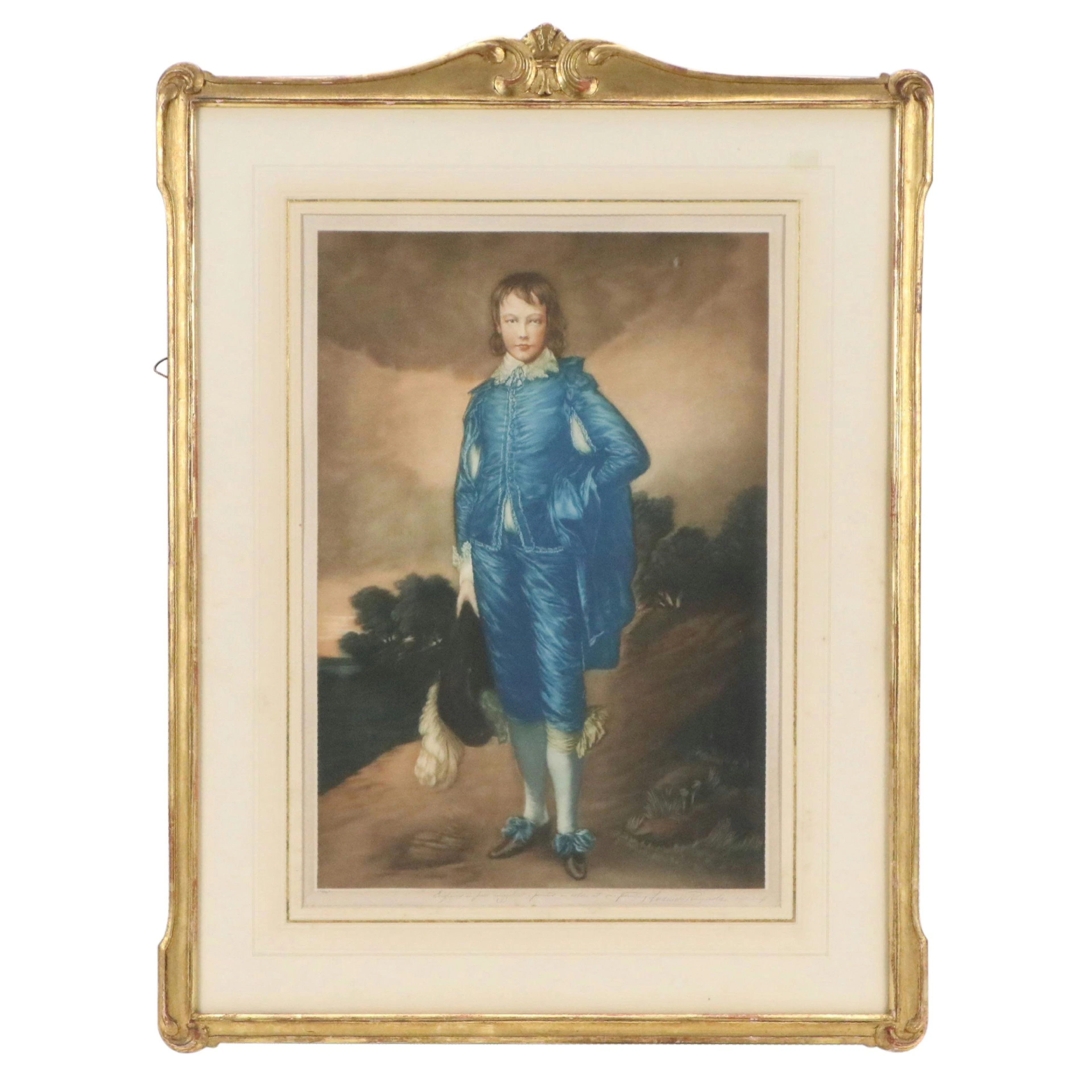 Frederick Reynolds Color Mezzotint "The Blue Boy" After Thomas Gainsborough