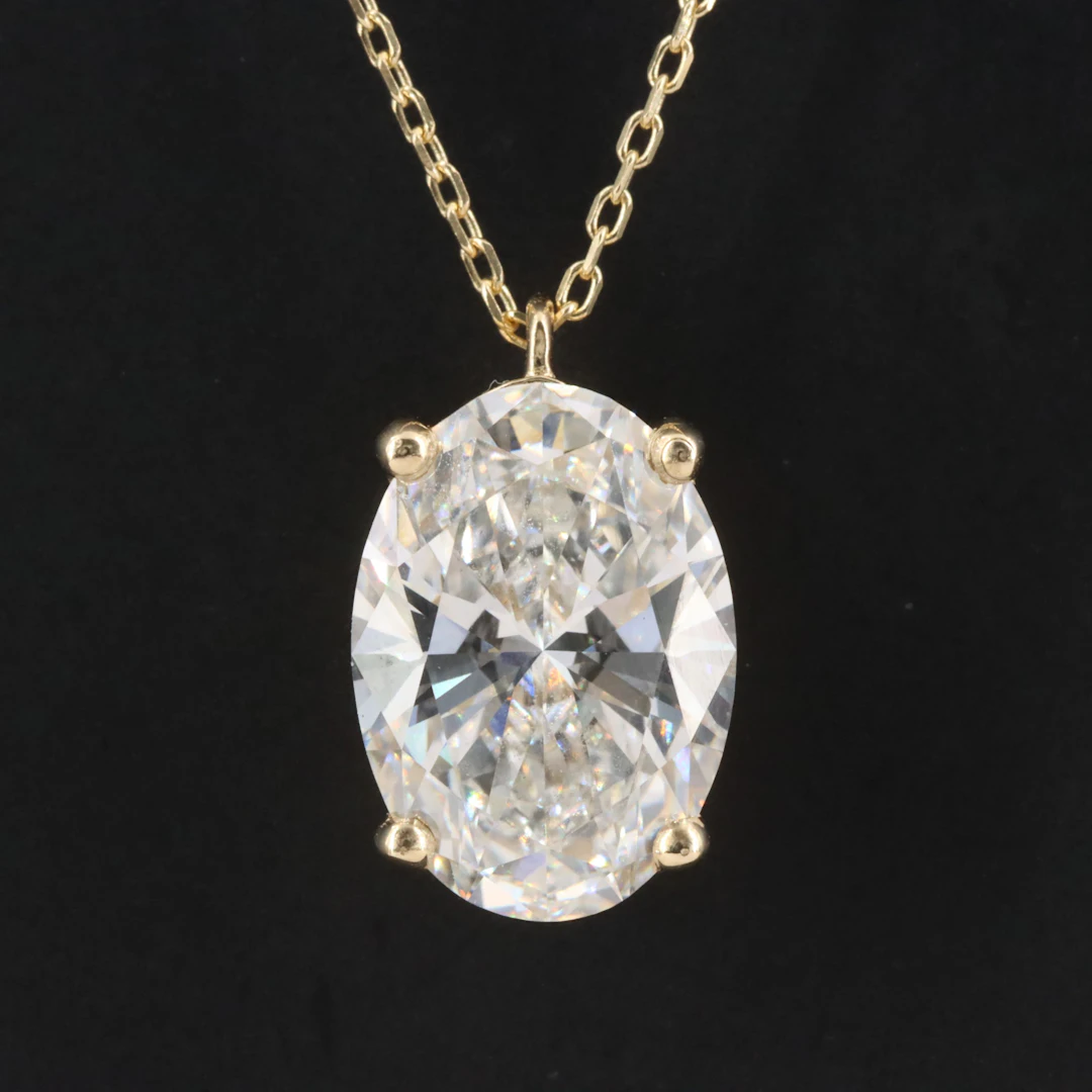 14K 3.02 CT Lab Grown Diamond Pendant Necklace with IGI Report