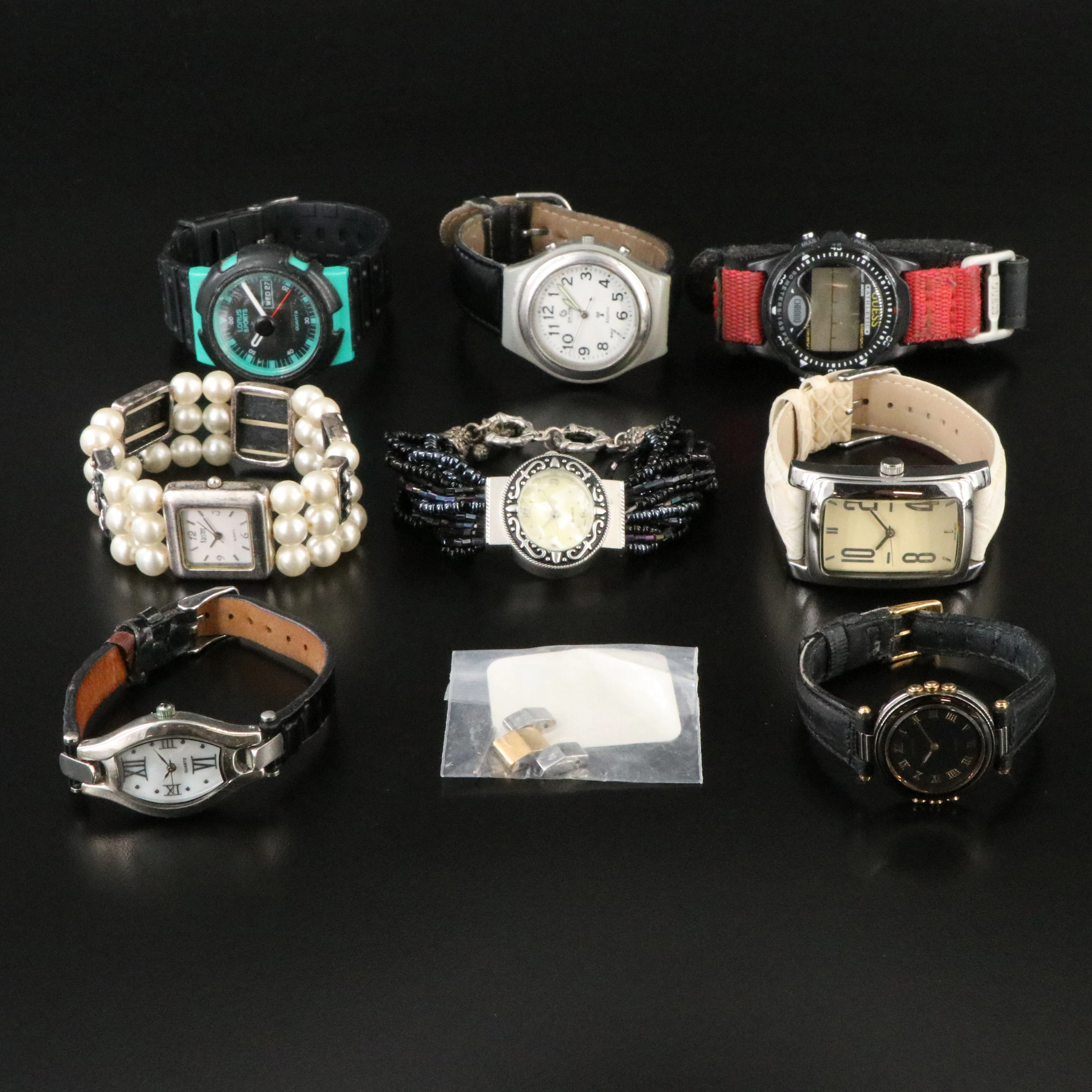 Collection of Vintage Fashion Watches Featuring Guess and Kristine