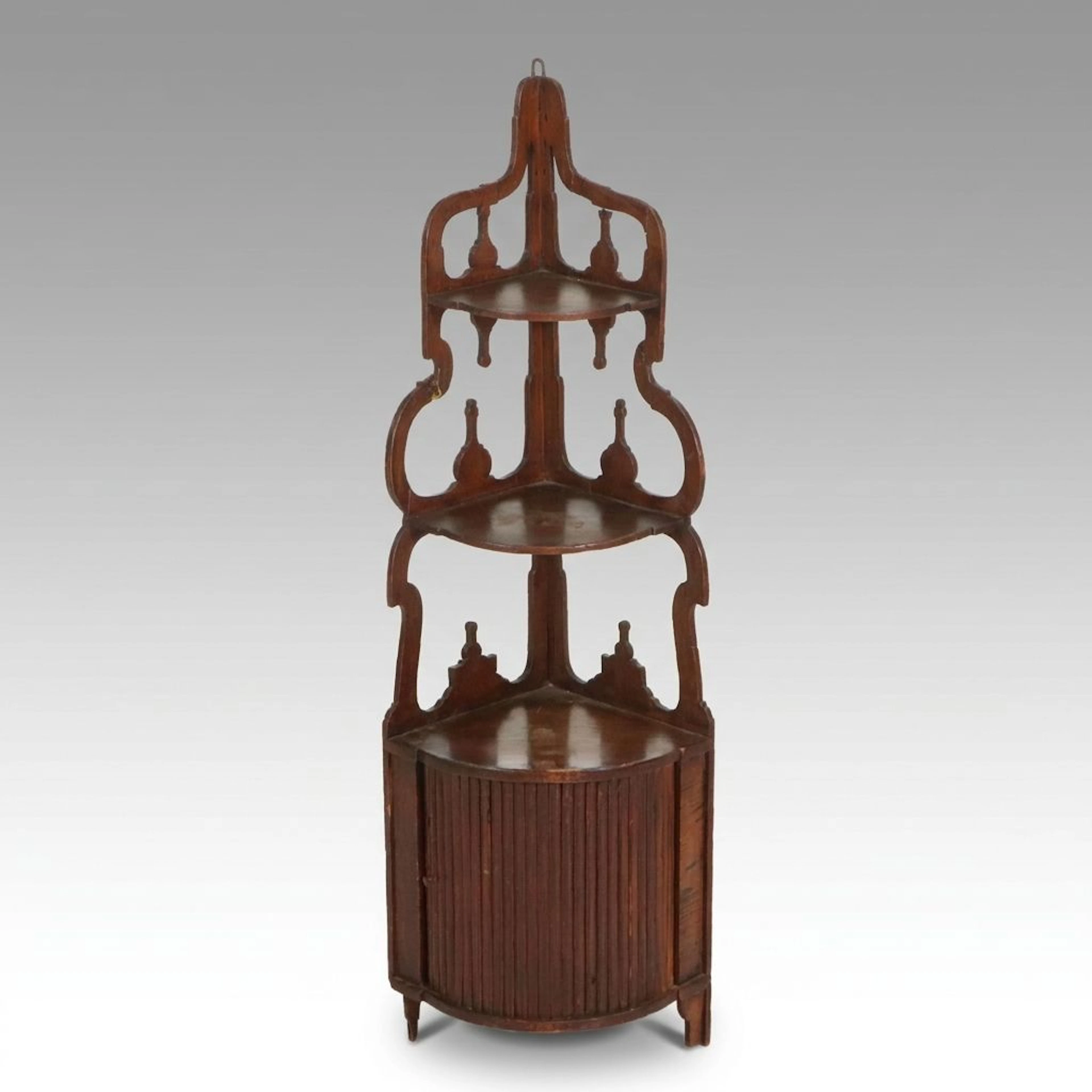 Victorian Openwork Walnut Corner Shelf, Late 19th Century