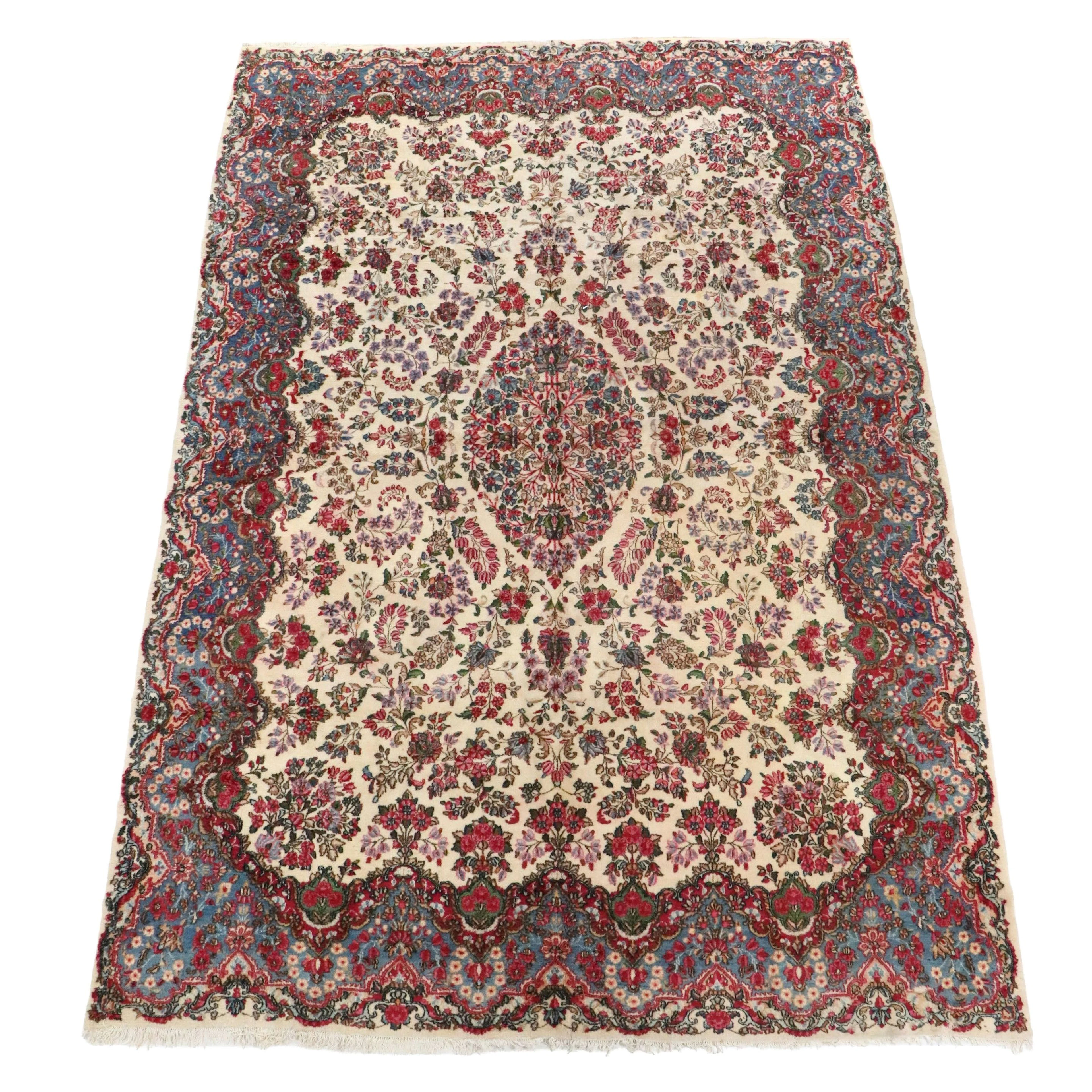 10'1 x 15'4 Hand-Knotted Persian Kerman Room-Sized Rug
