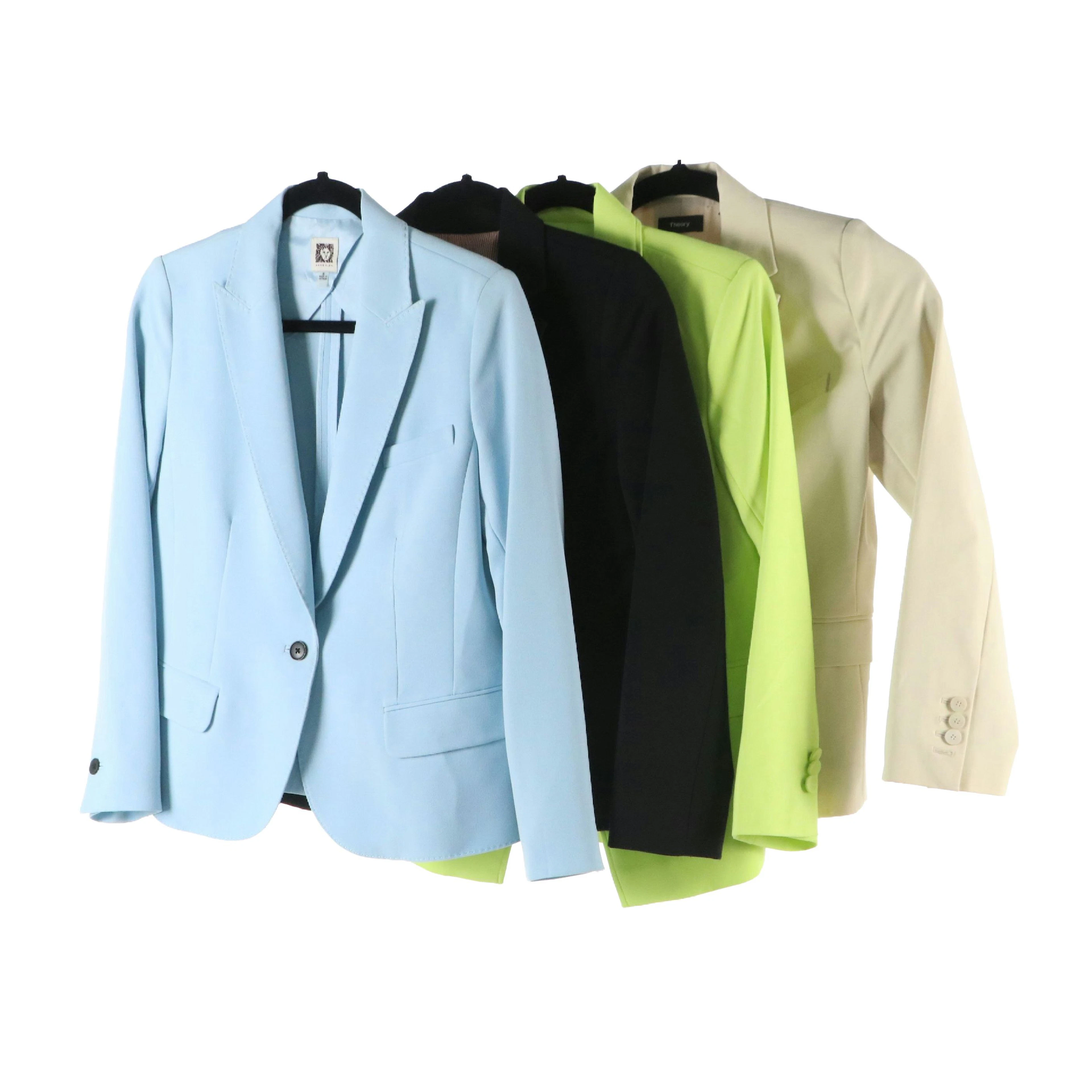 Anne Klein, Theory and Tahari Blue, Black, Green & Tan Blazers in Cotton Blend
