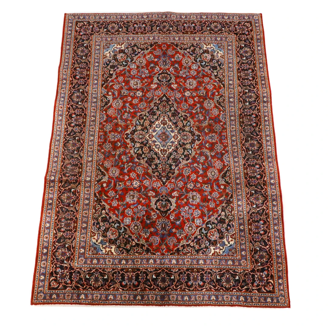 6'5 x 9'6 Hand-Knotted Persian Kashan Area Rug
