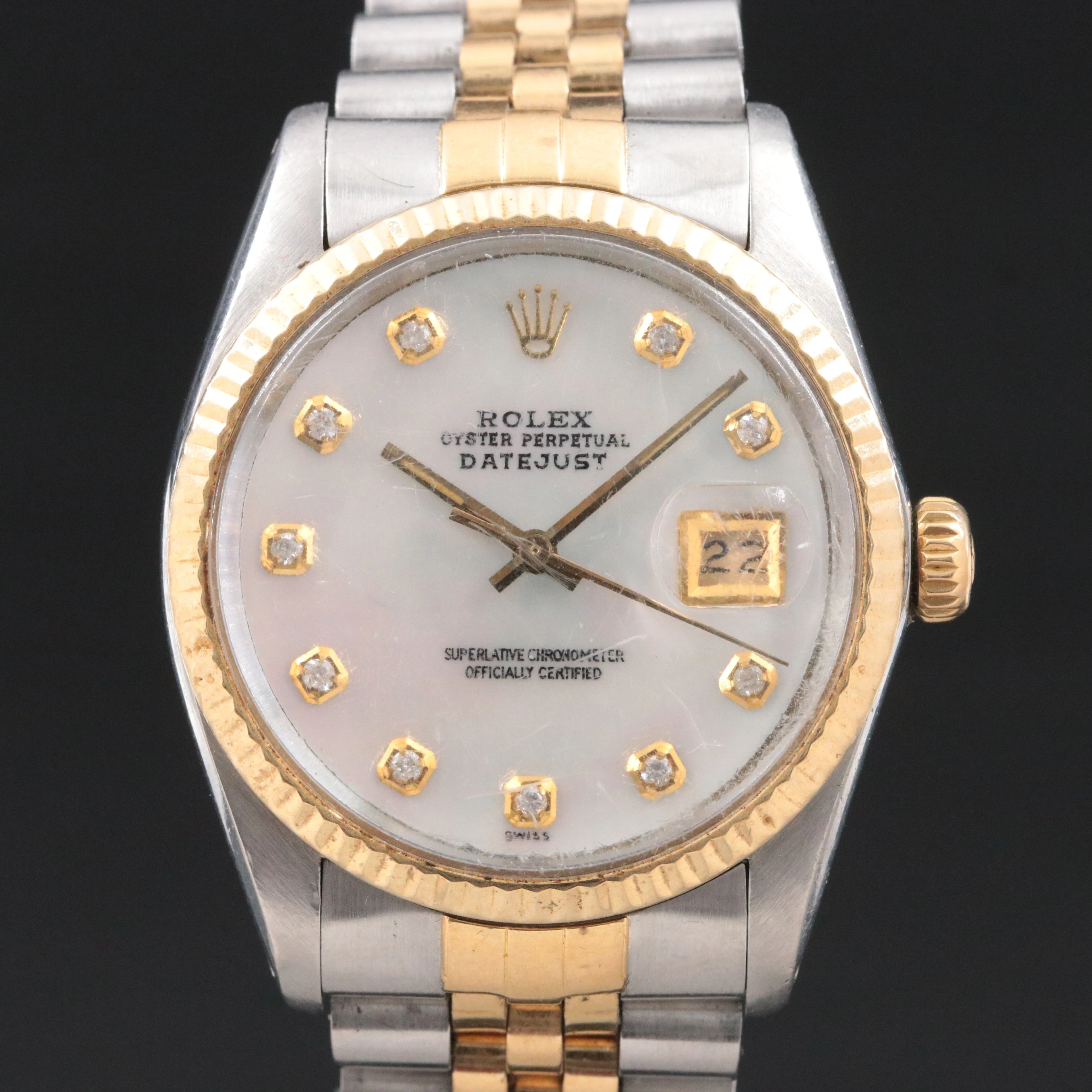 1980 Rolex Two-Tone Custom Diamond Dial Watch