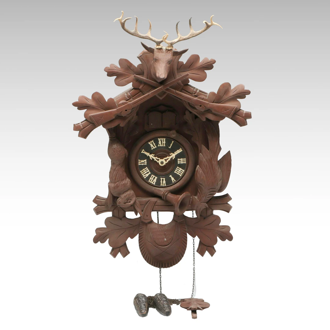 Black Forest Hunter Style Wood Cuckoo Clock