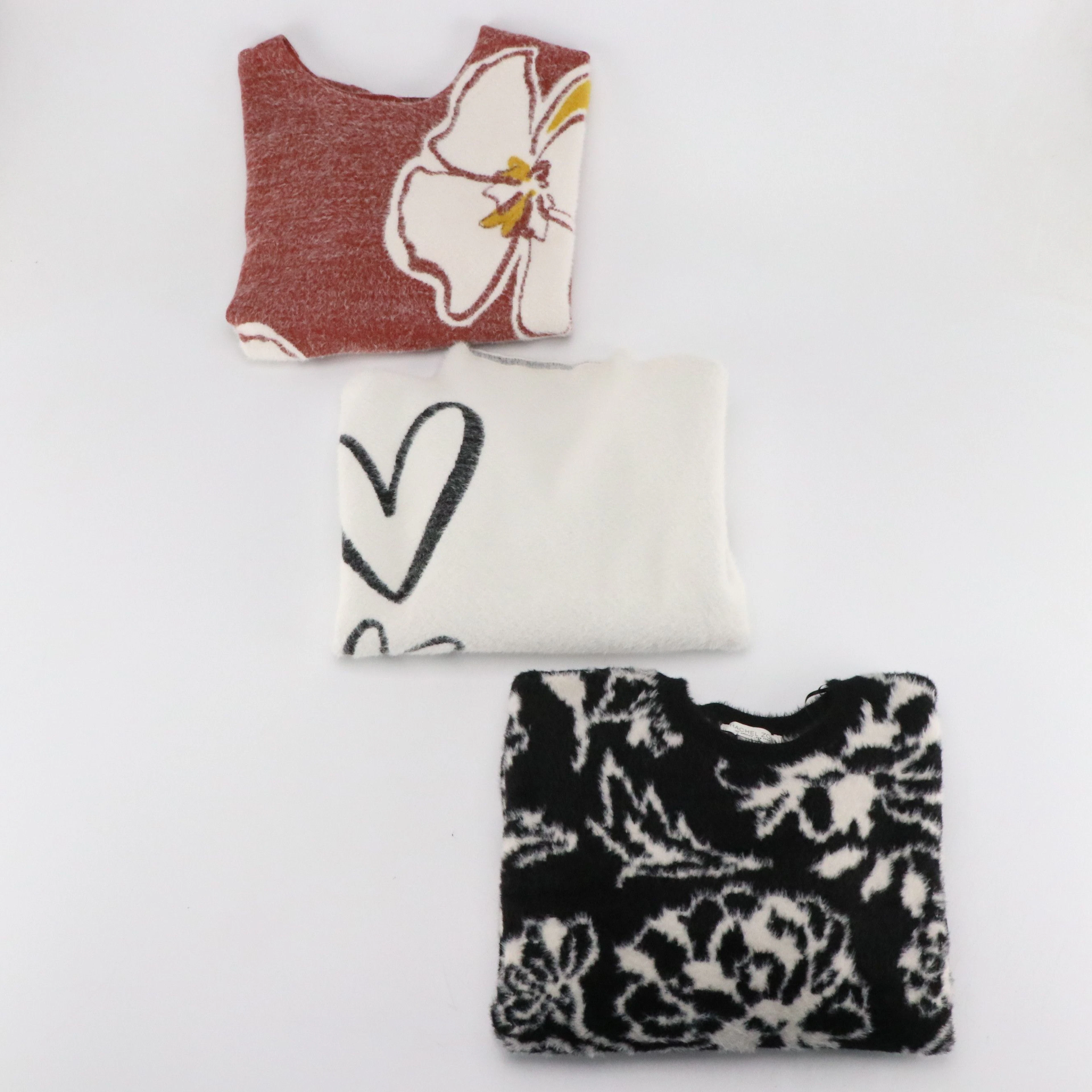 Rachel Zoe and Rachel Roy Floral and Heart Print Knit Sweaters, With Tags