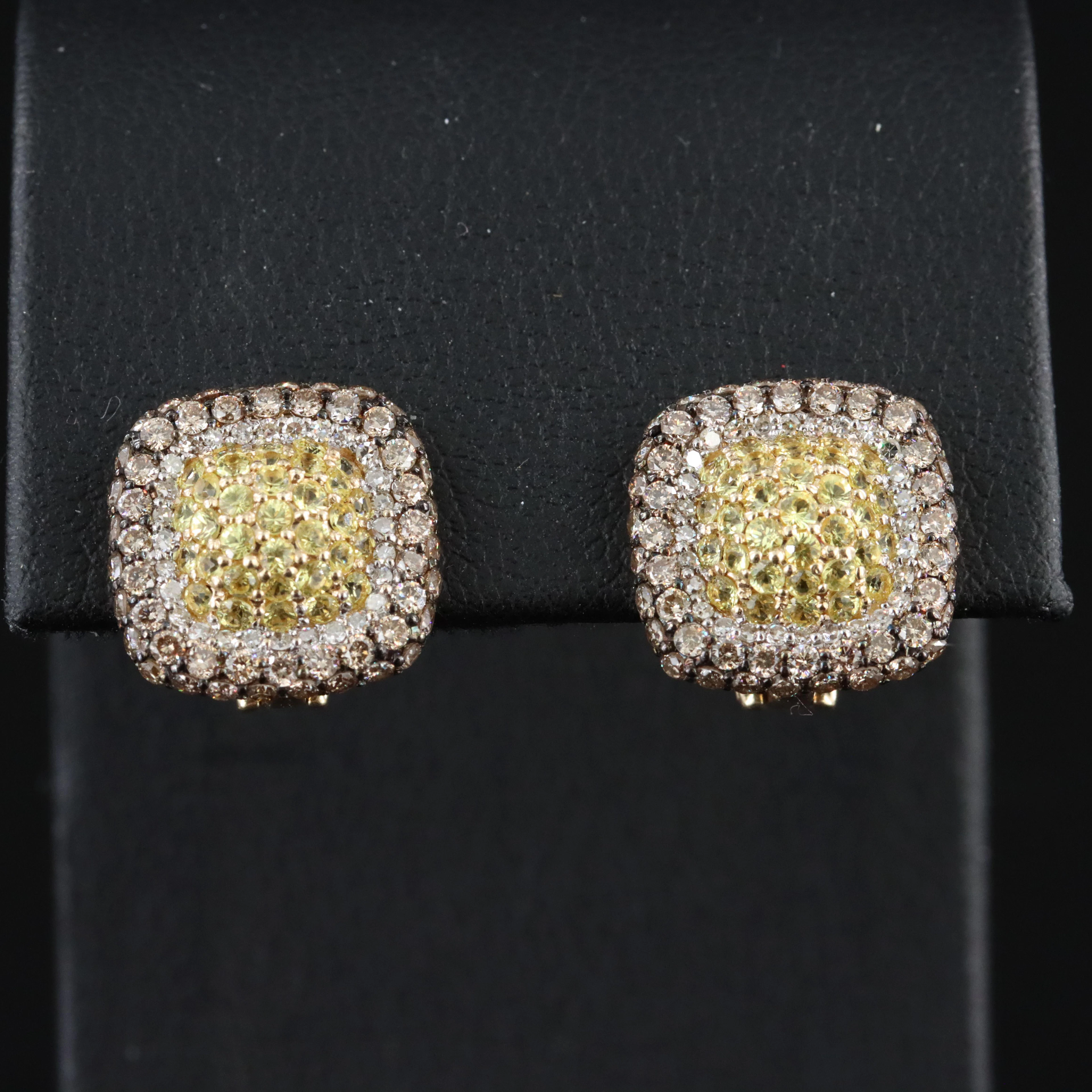 EFFY 14K Pavé Yellow Sapphire and 1.18 CTW Diamond Earrings
