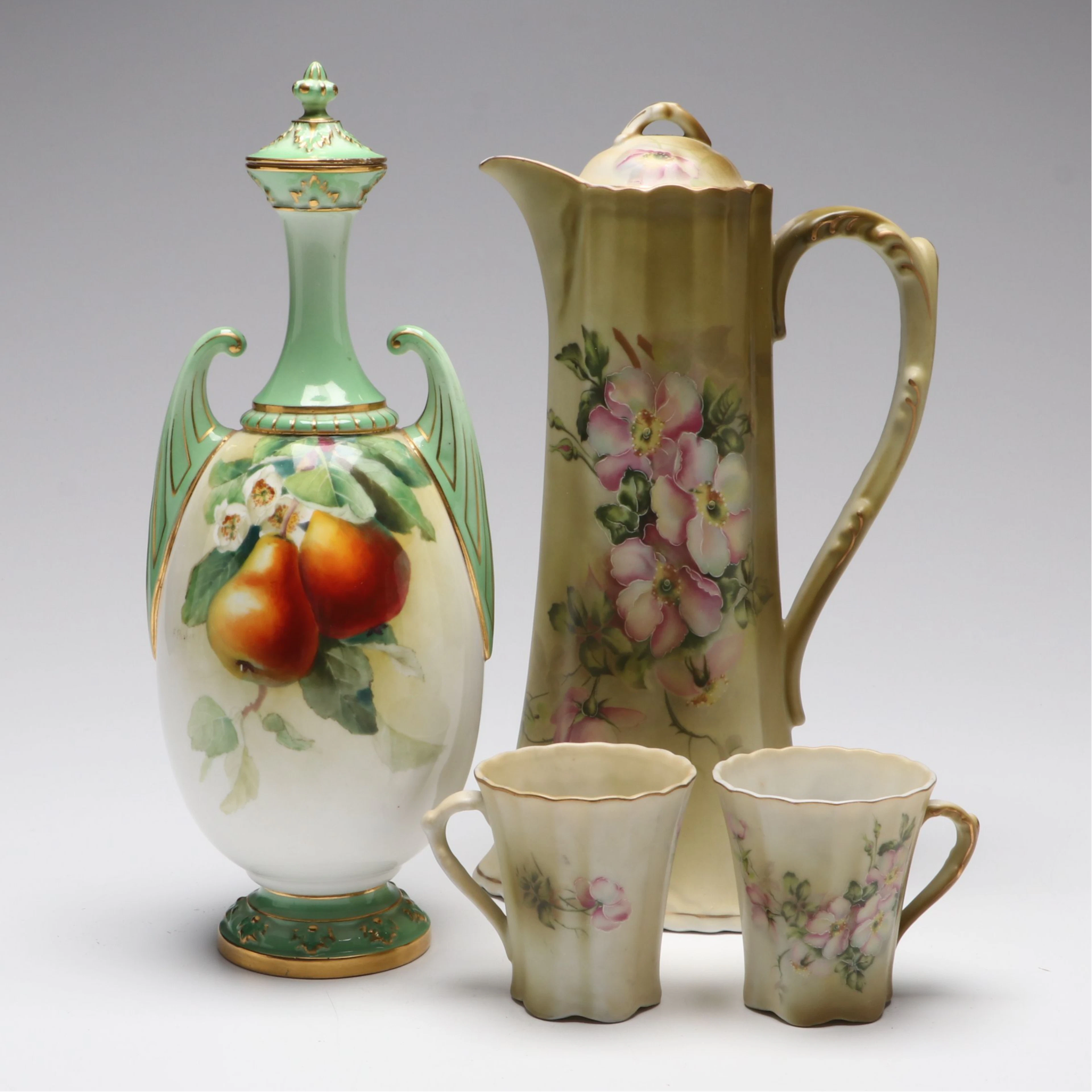 Royal Worcester Porcelain Ginger Jar with Porcelain Tea Service