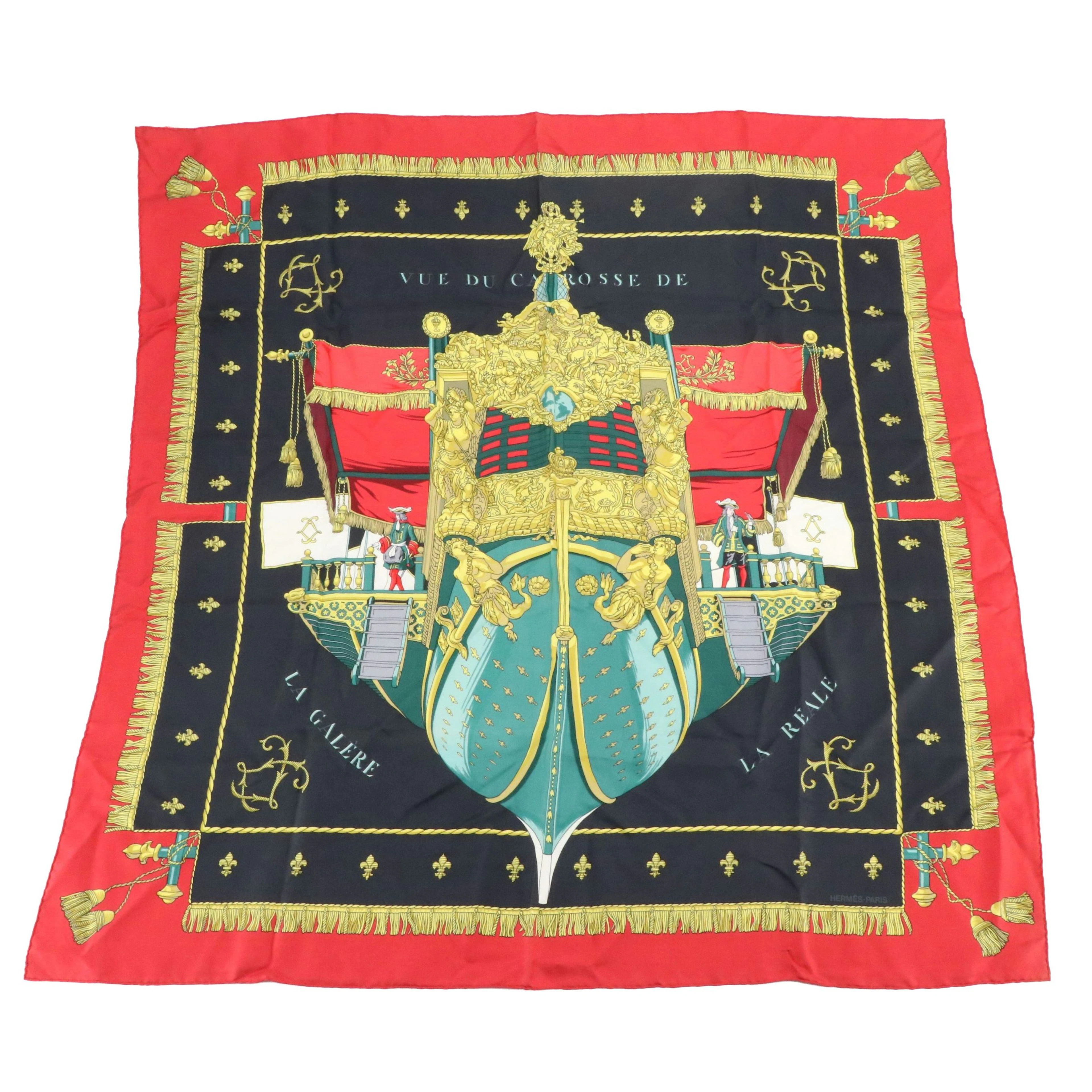 Hermès "La Réale – Vue du Carrosse de la Galère" Scarf 90 in Silk Twill