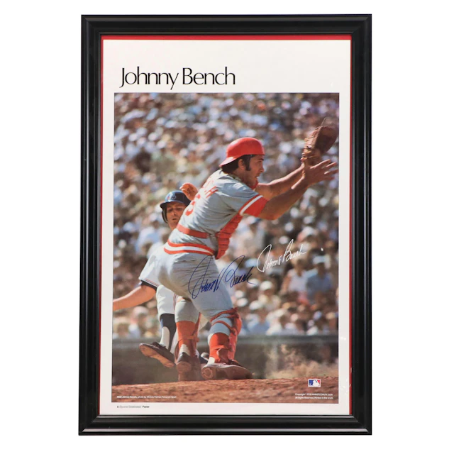 Johnny Bench Signed Cincinnati Reds Sports Illustrated Baseball Poster
