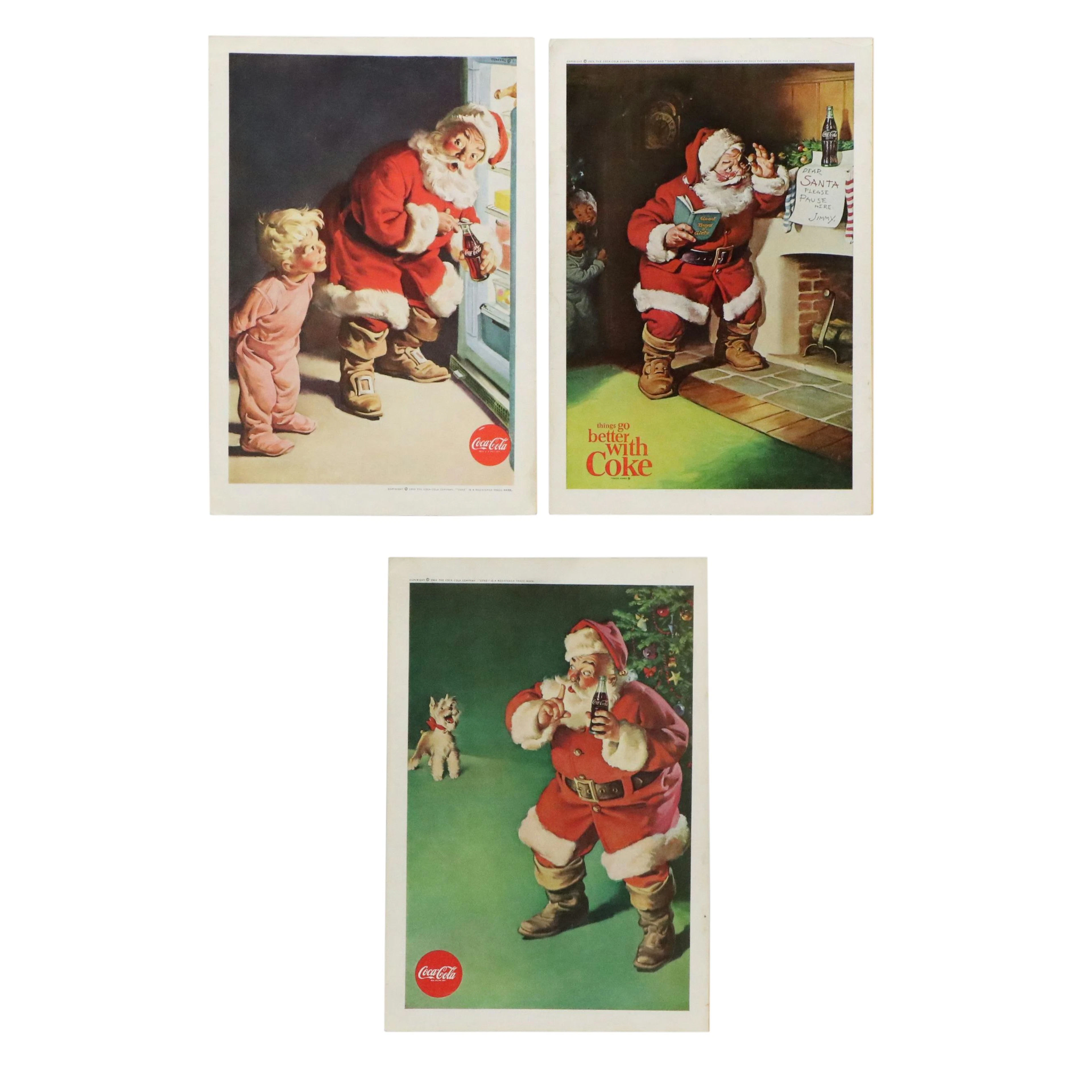 Coca-Cola Advertisement Offset Lithographs of Santa Claus, 1959-63