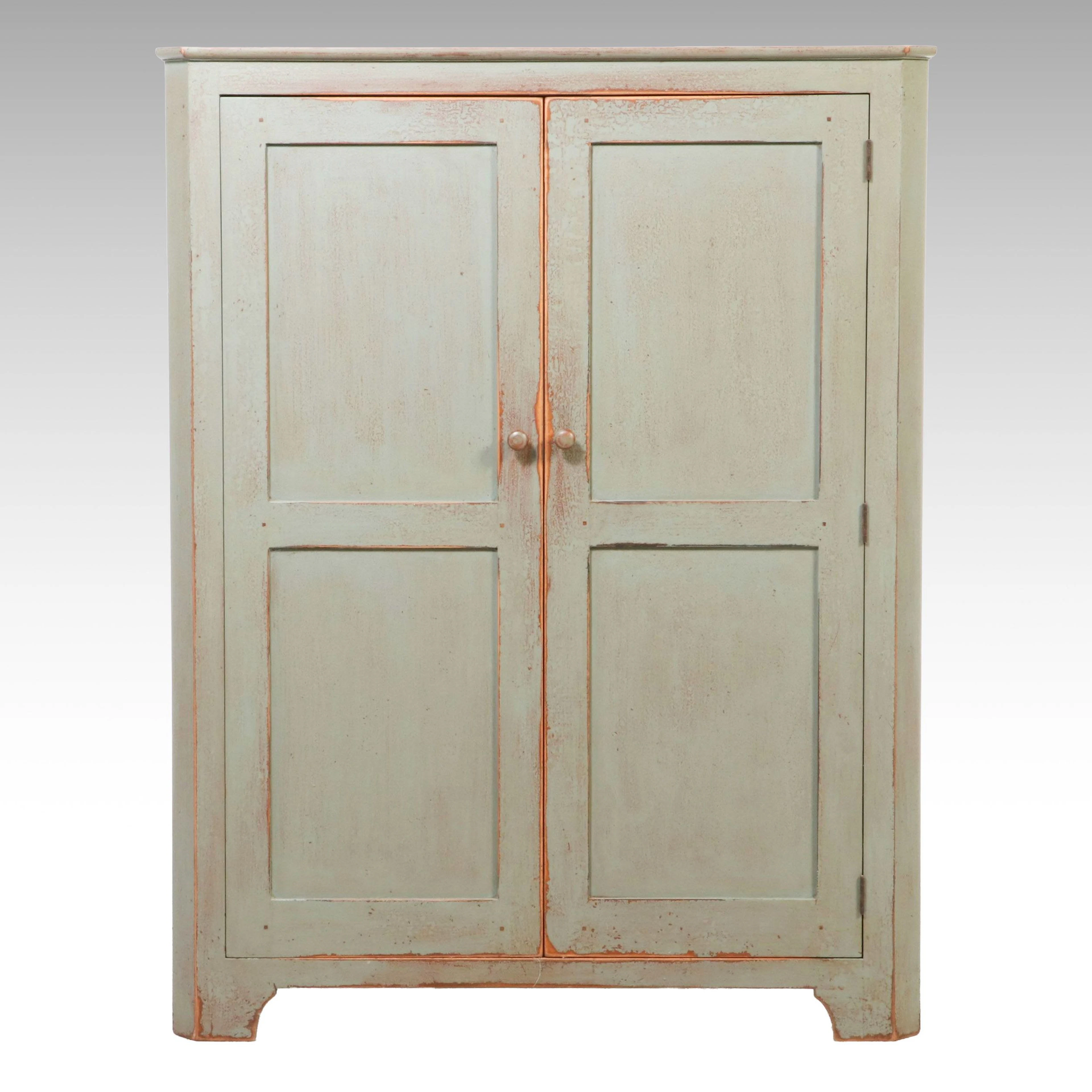 Benner's Primitive Style Painted Corner Media Cabinet, Late 20th C.