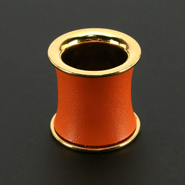 Hermès Tubular Scarf Ring in Orange Leather, With Box