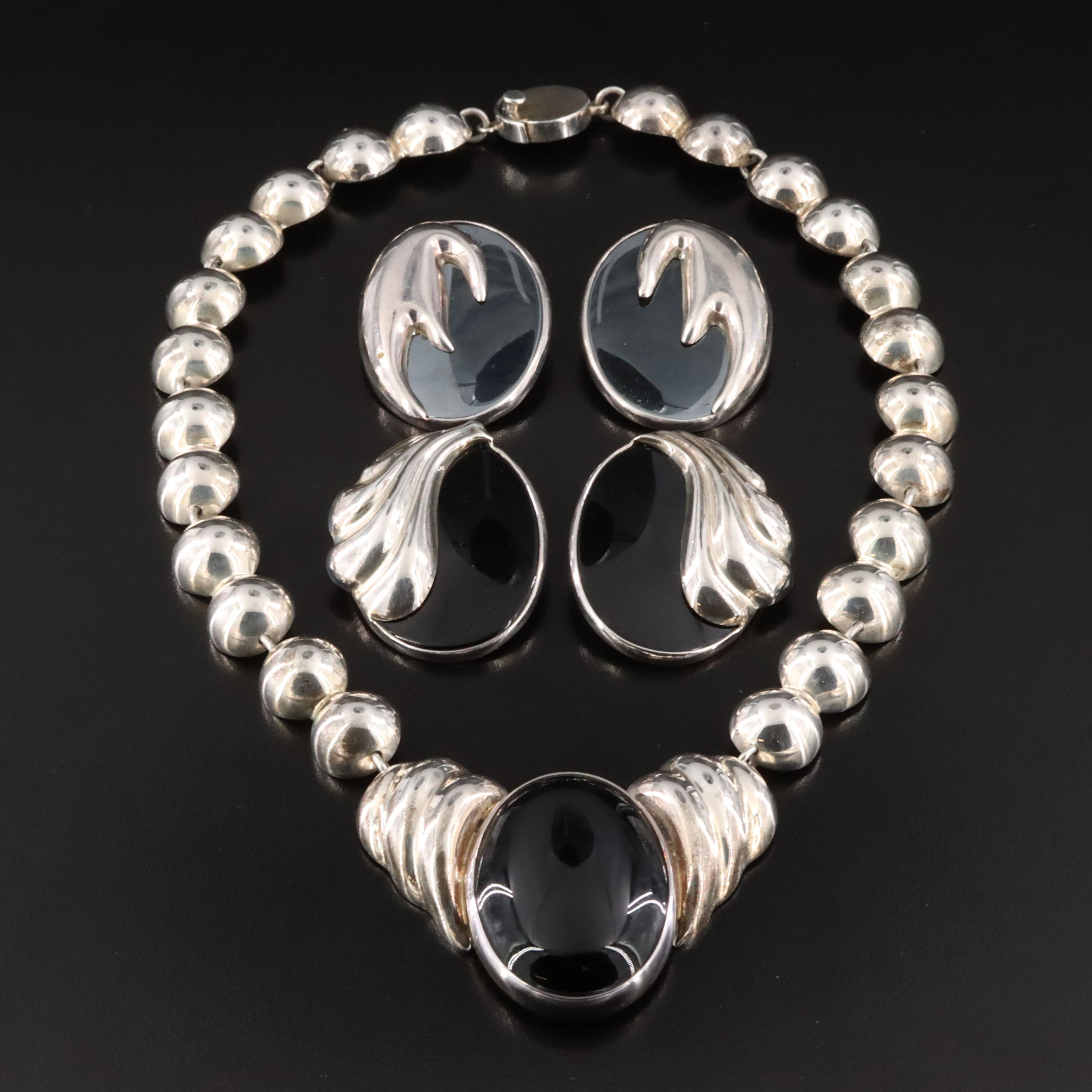 Turé Designs Sterling Necklace & Earrings Including Black Onyx and Hematite