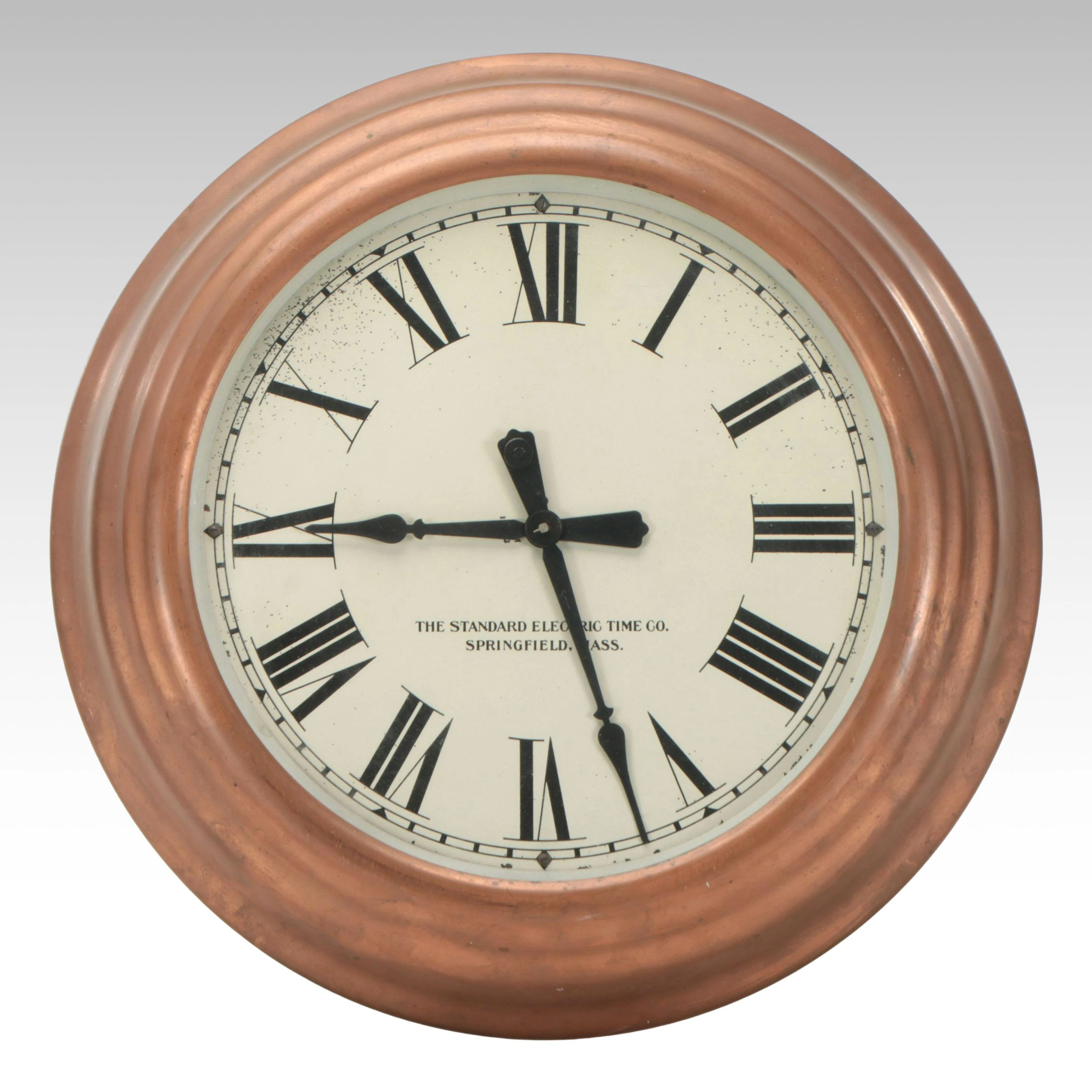 Standard Electric Time Co. Copper Wall Clock, 20th Century