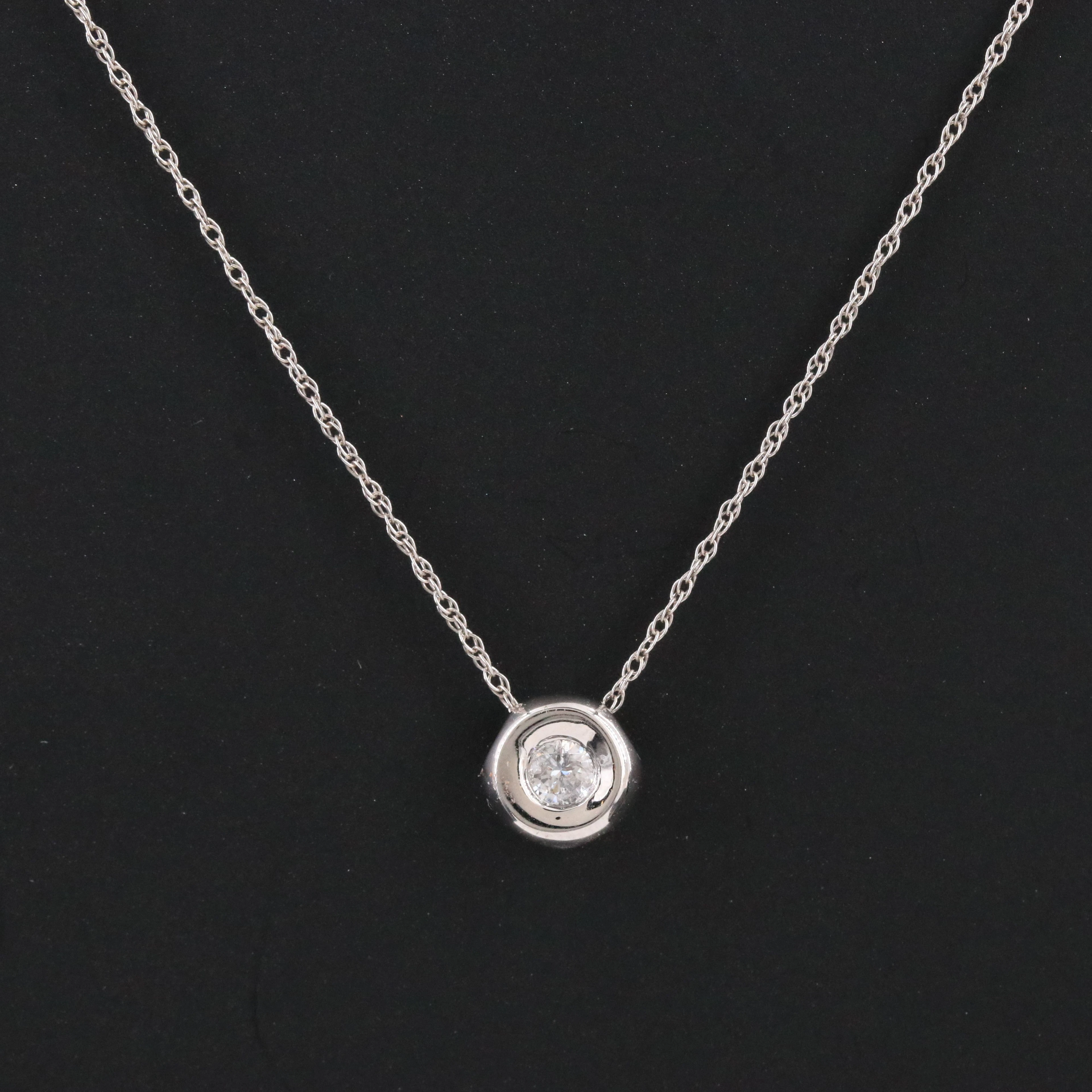 14K 0.09 CT Diamond Solitaire Pendant Necklace