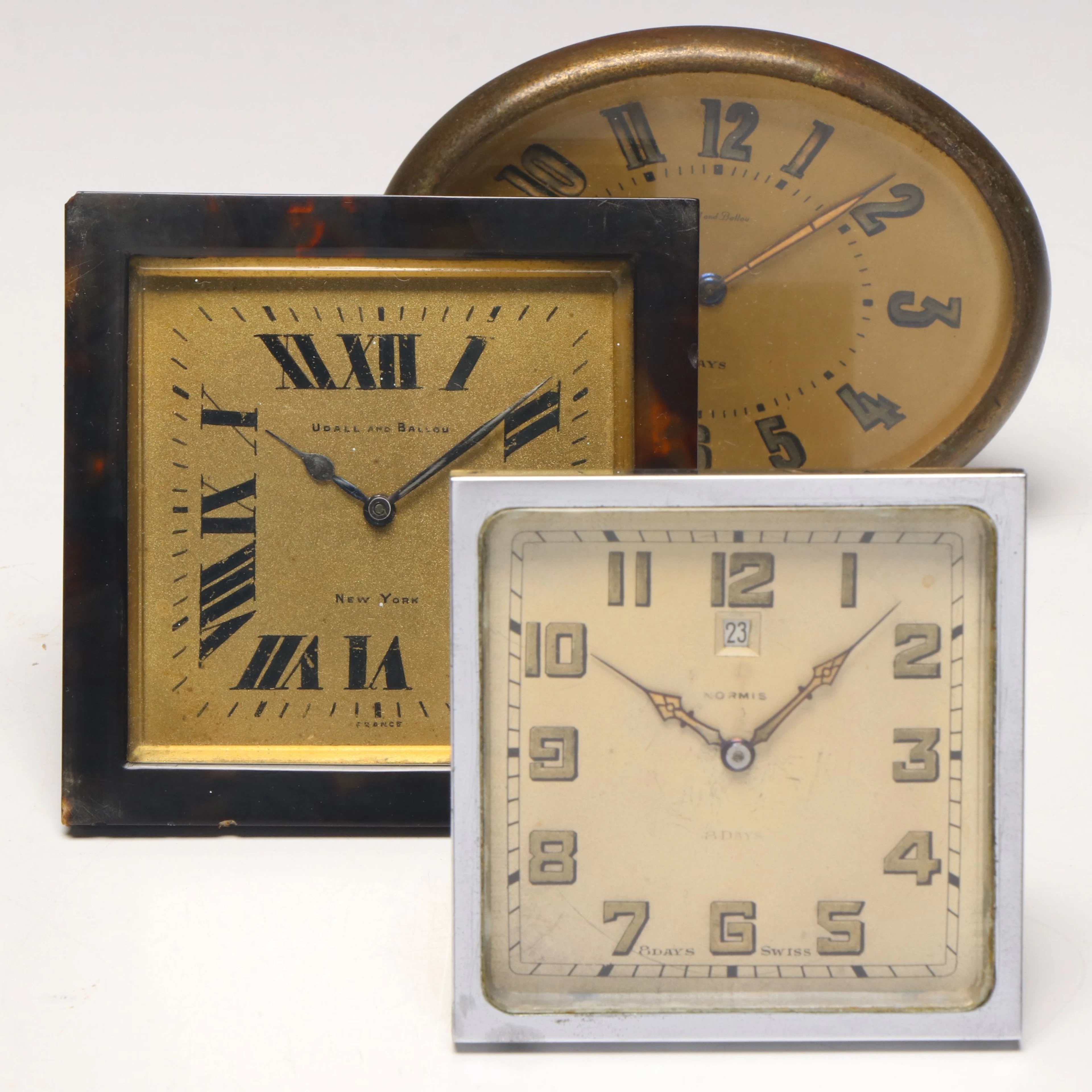 Art Deco Desk Clocks Featuring Radium Dials, Early 20th Century