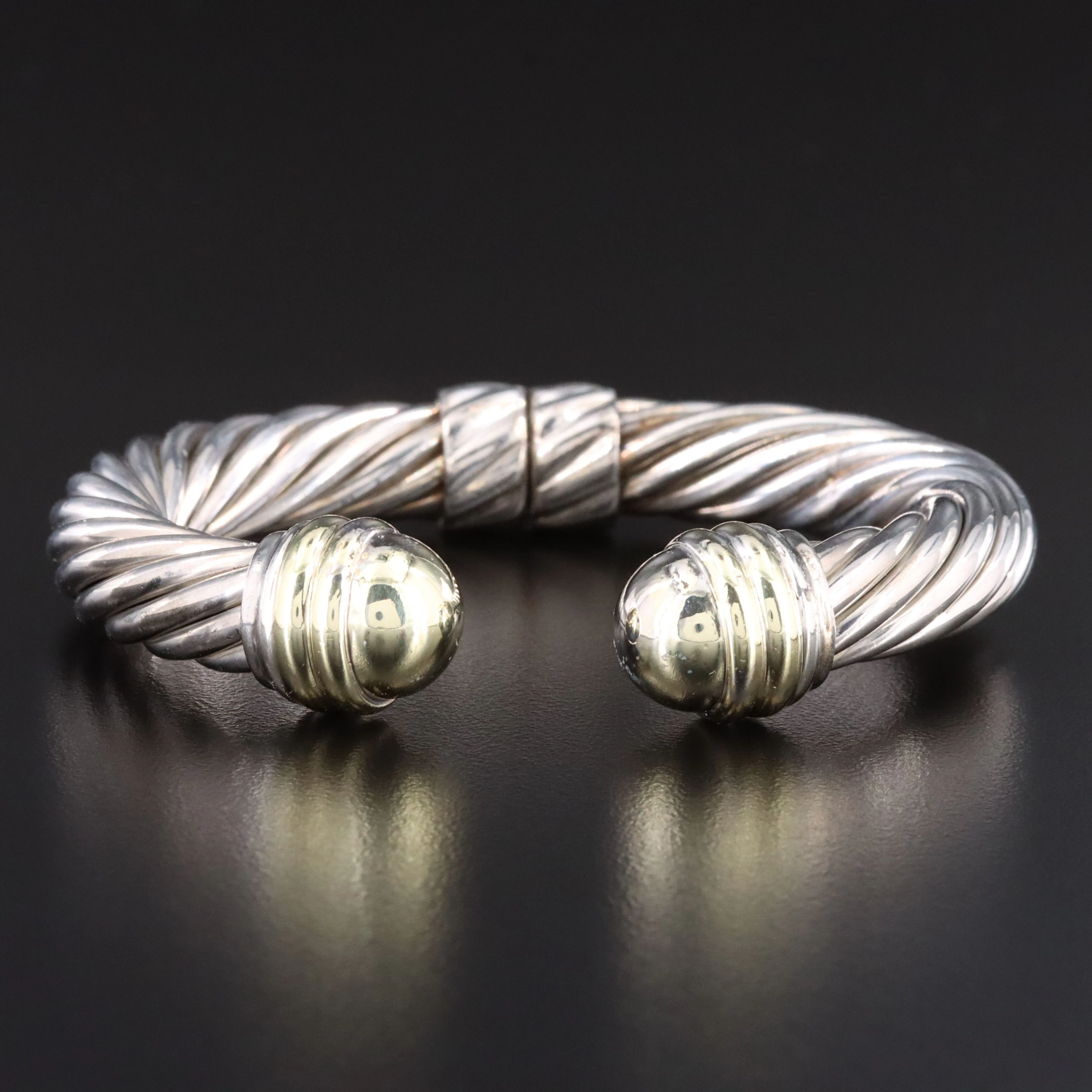 David Yurman Sterling Cable Cuff Bracelet with 14K Accents