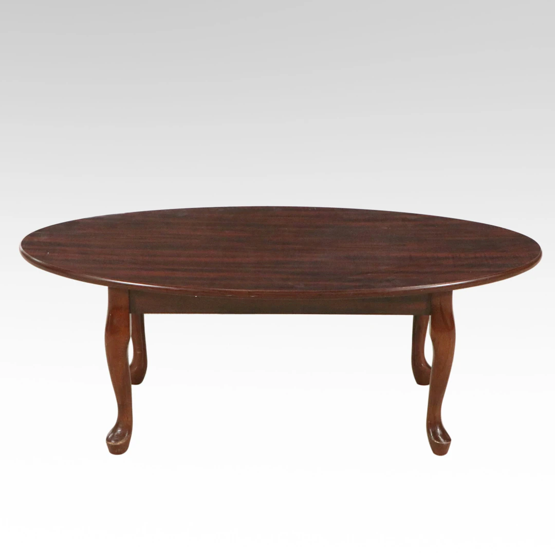 Queen Anne Style Oval Coffee Table, Late 20th Century