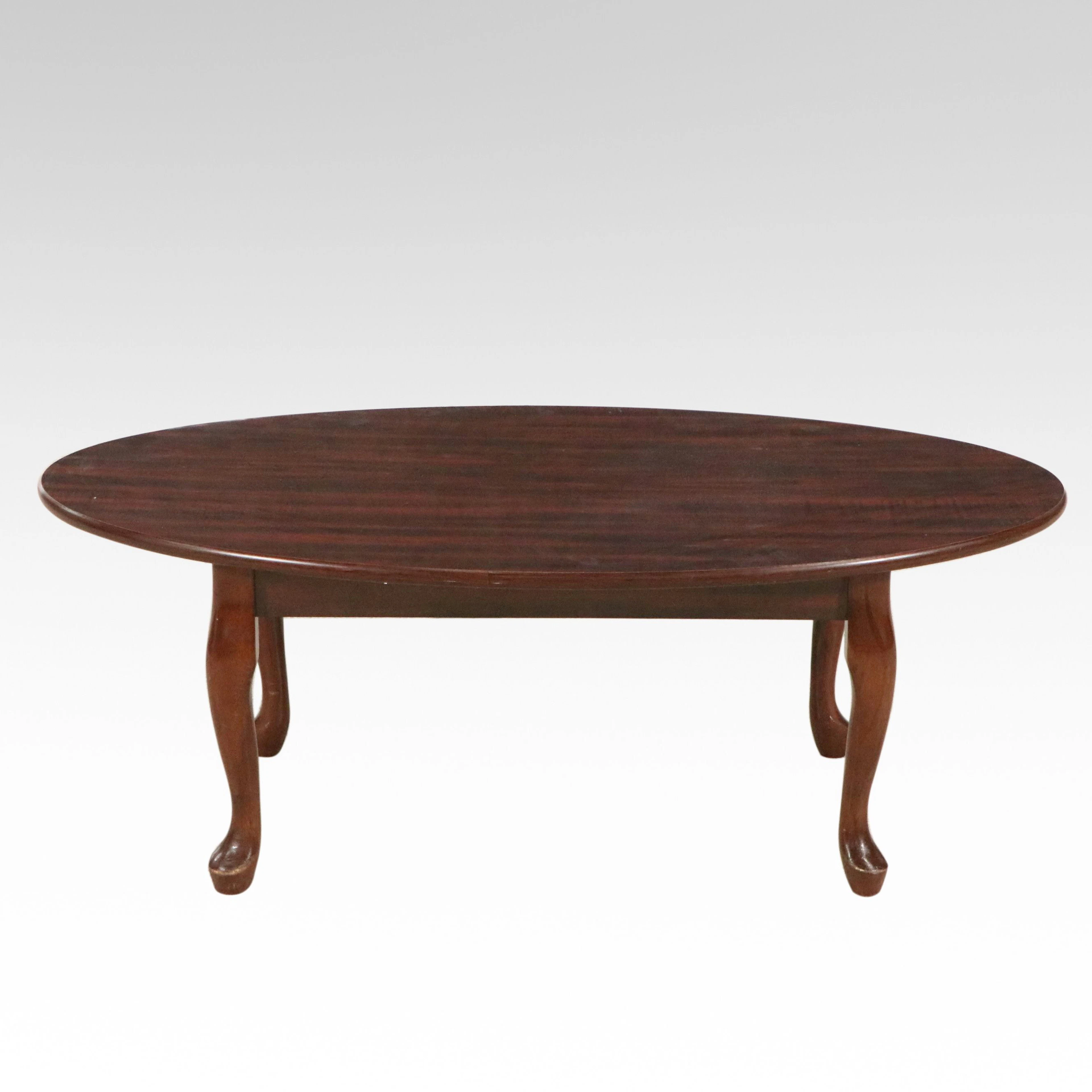 Queen Anne Style Oval Coffee Table, Late 20th Century