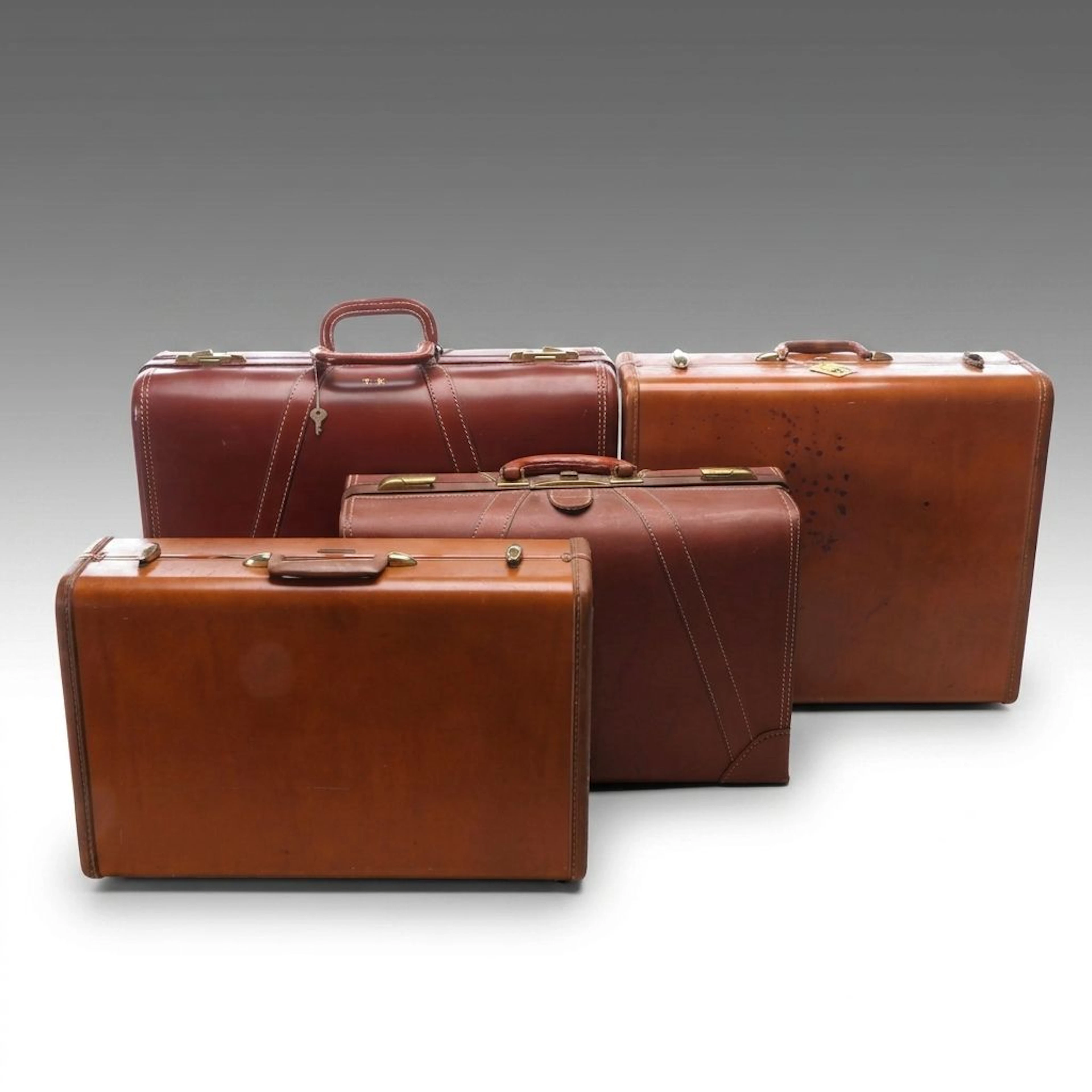 Samsonite with Other Mid-Century Leather Handheld Suitcases