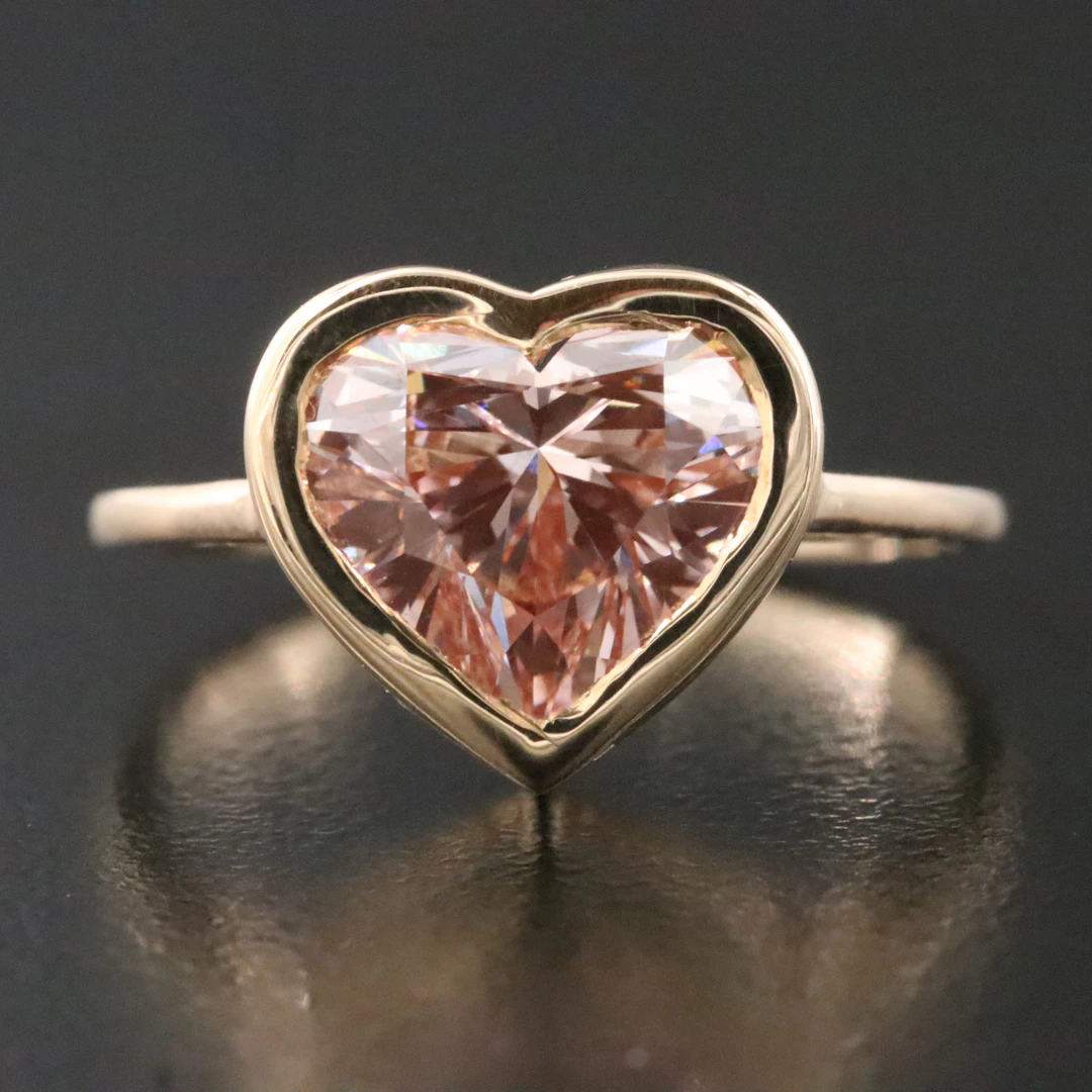 14K 2.98 CT Lab Grown Fancy Intense Pink Diamond Solitaire Ring with IGI Report