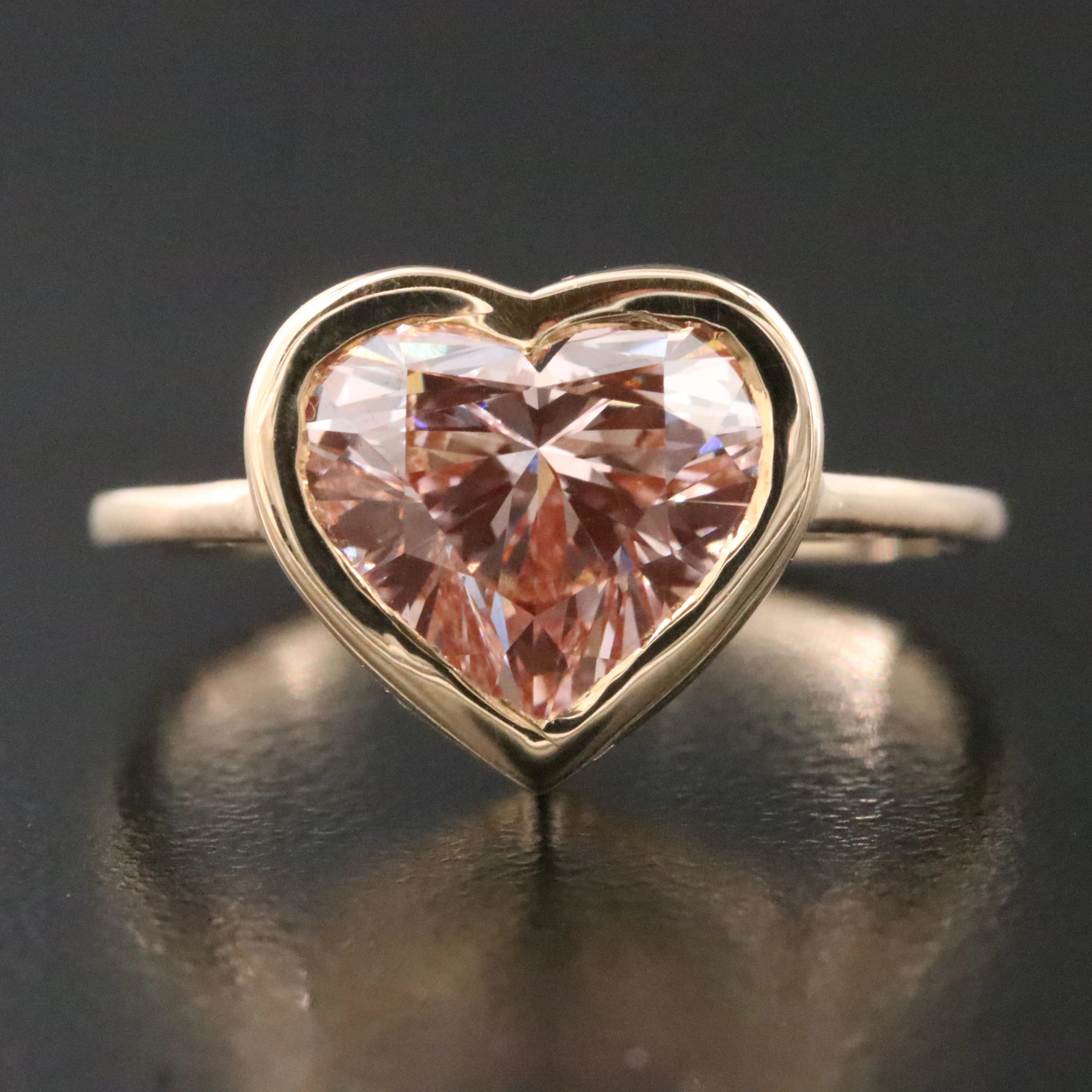 14K 2.98 CT Lab Grown Fancy Intense Pink Diamond Solitaire Ring with IGI Report