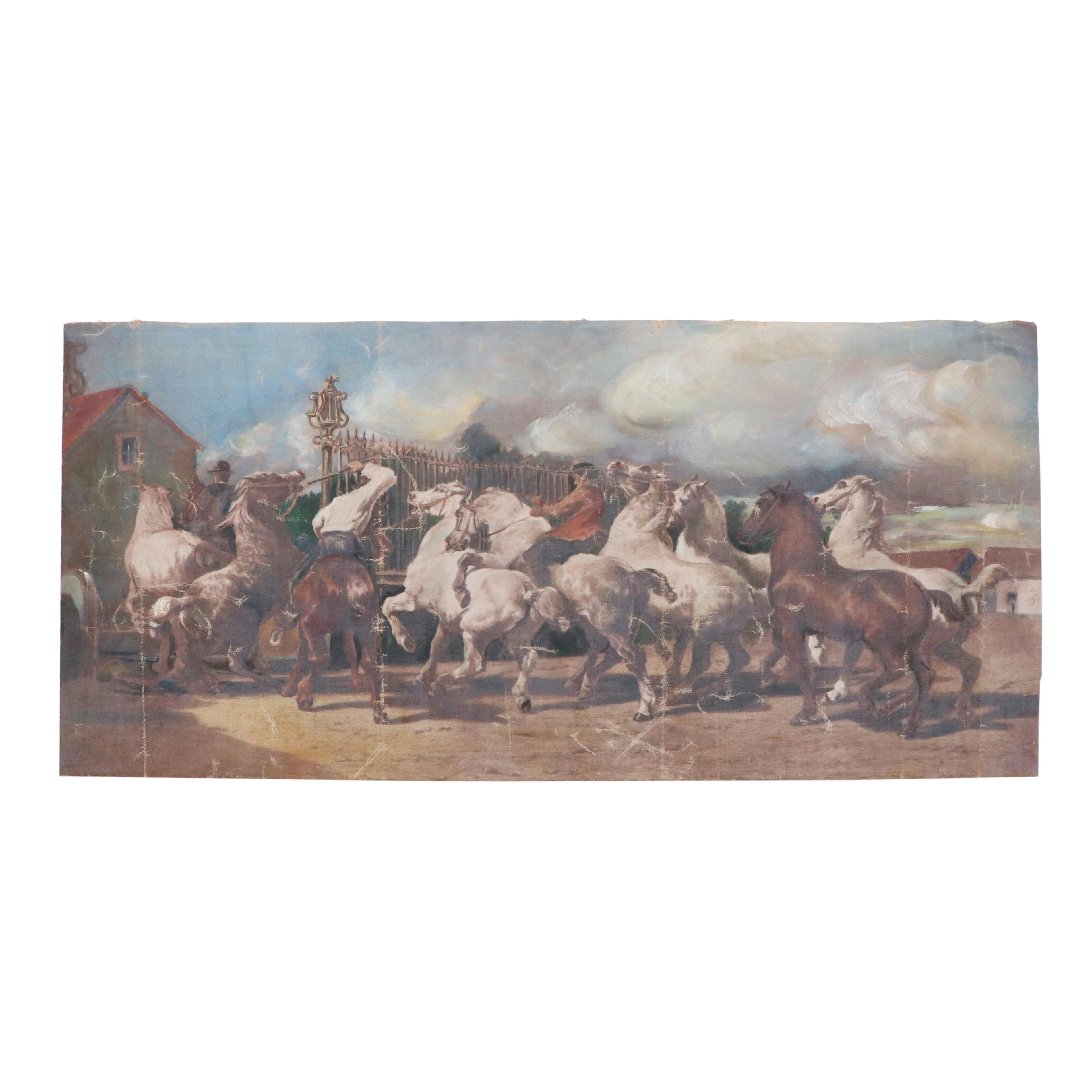 After Rosa Bonheur Equine Oil Painting "Return from the Horse Fair"