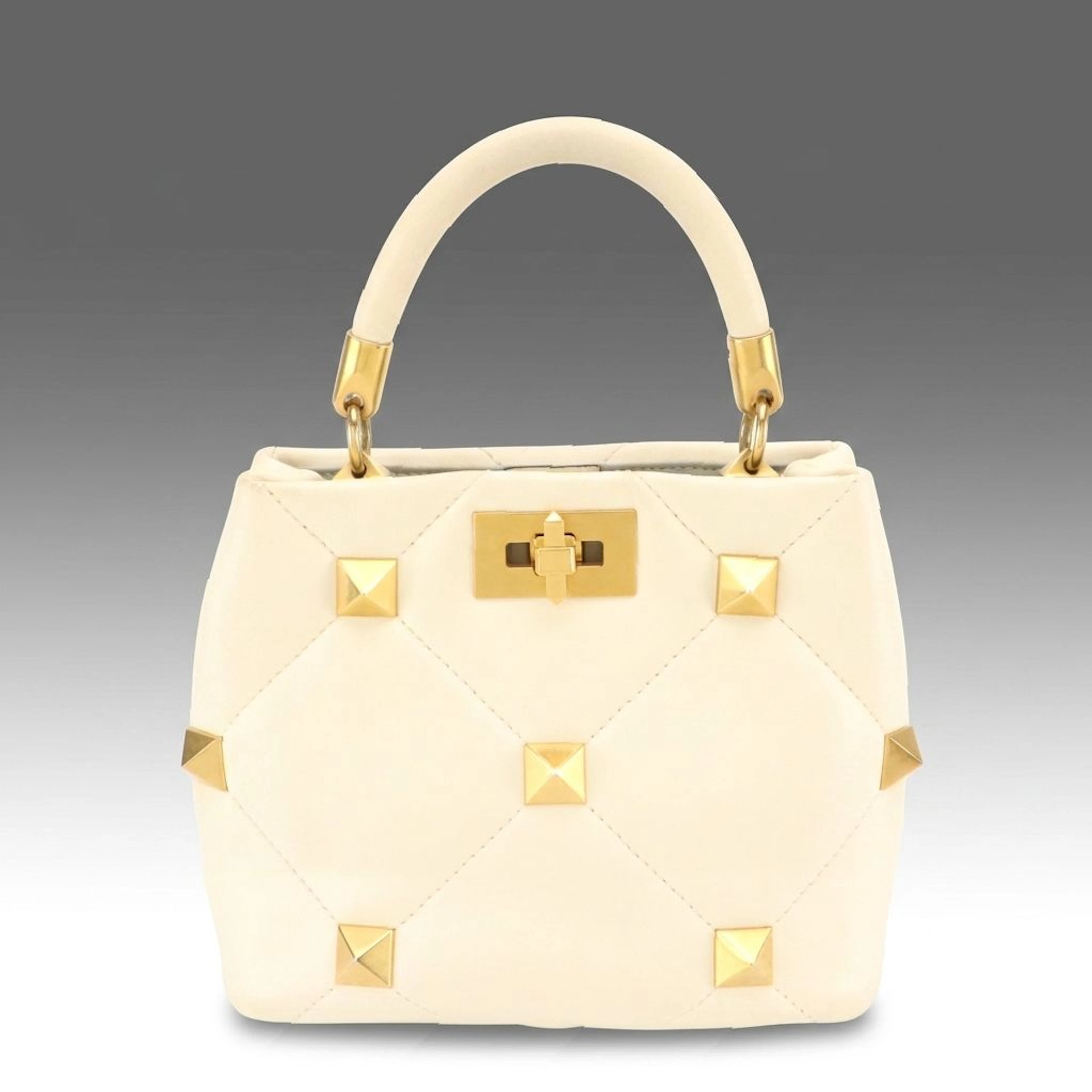 Valentino Garavani Small Roman Pyramid Stud The Handle Bag in Nappa Leather