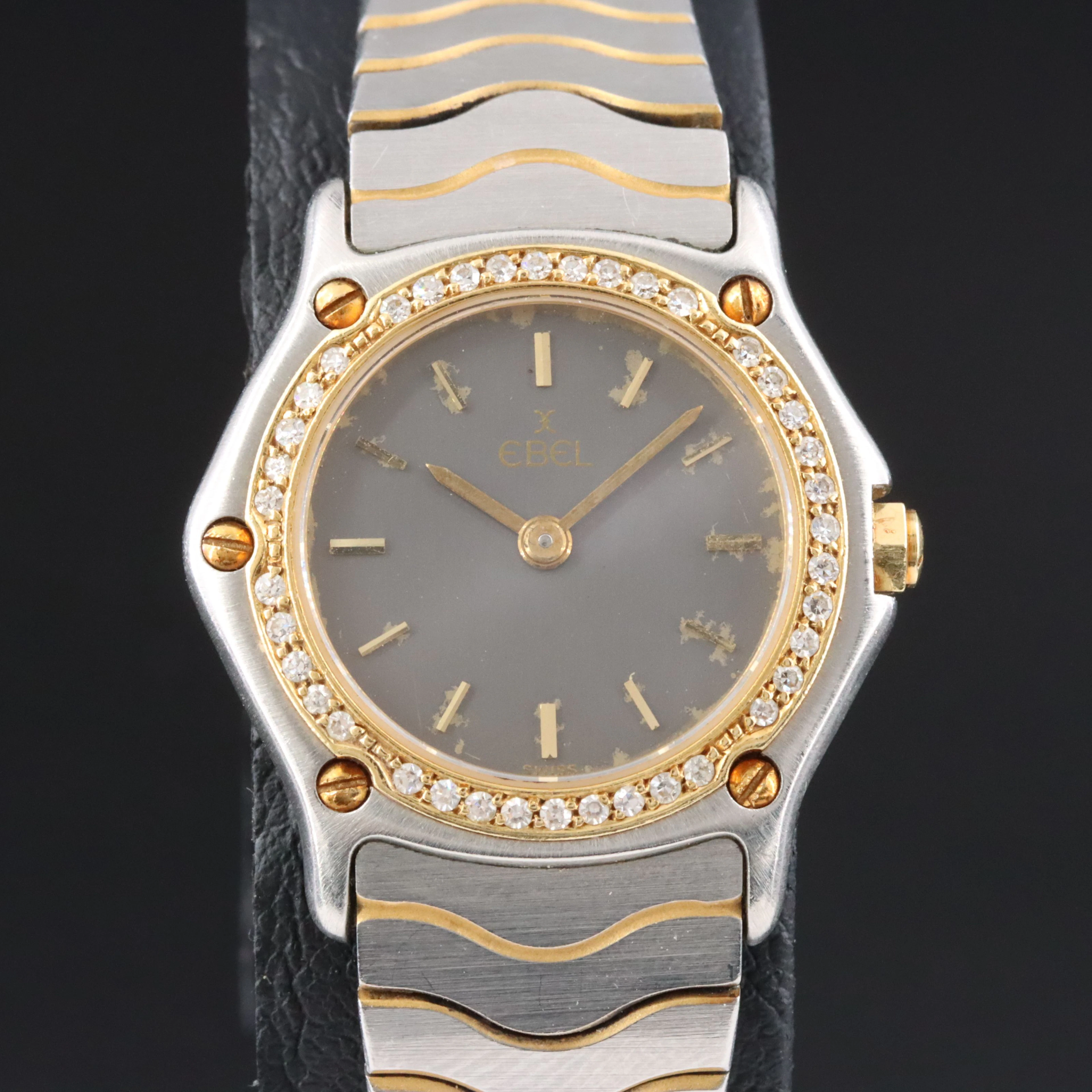 Ebel 18K Diamond and Stainless Steel Sport Classic Wave Quartz Watch
