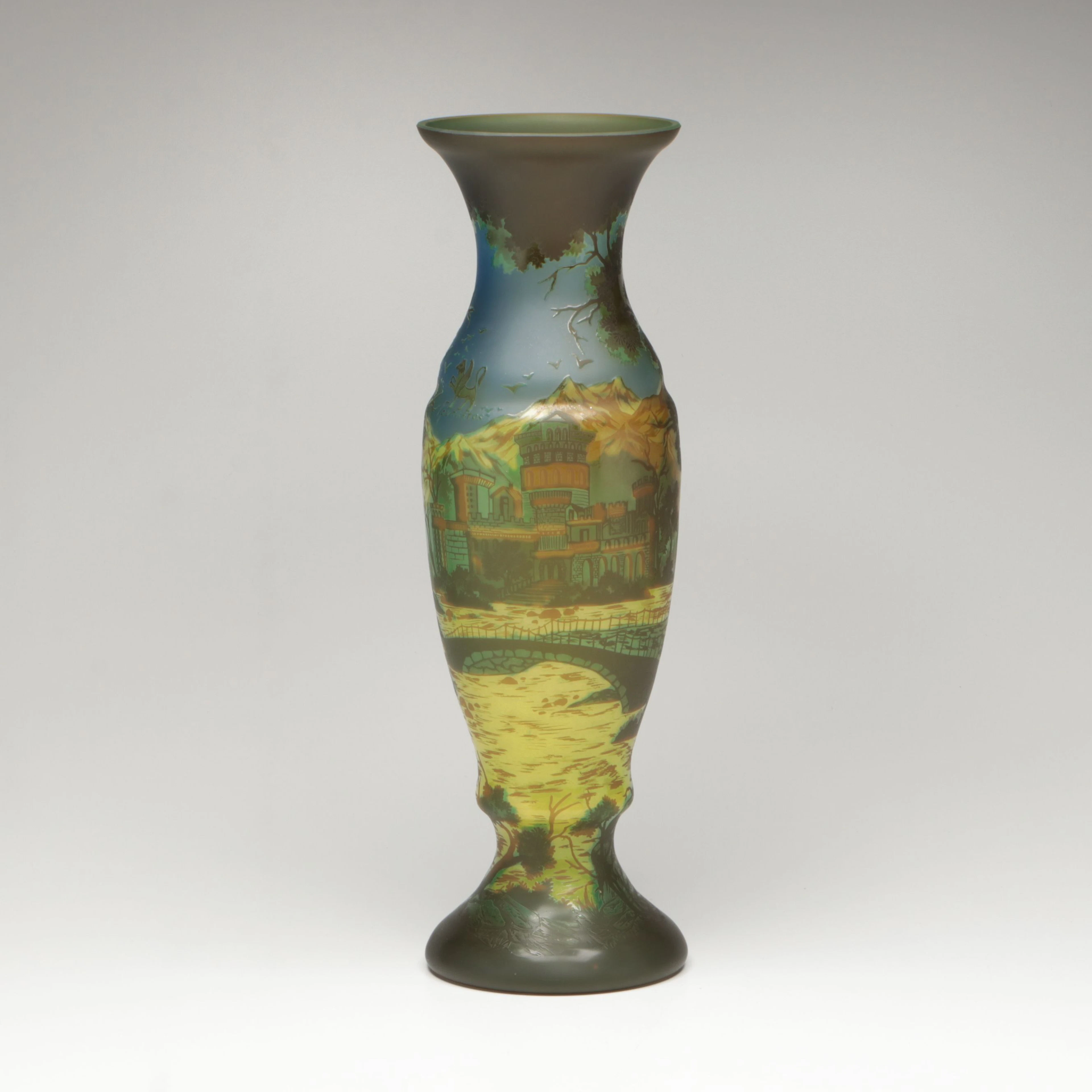 Greek "Γρυπαετός" Griffon Etched Glass Vase