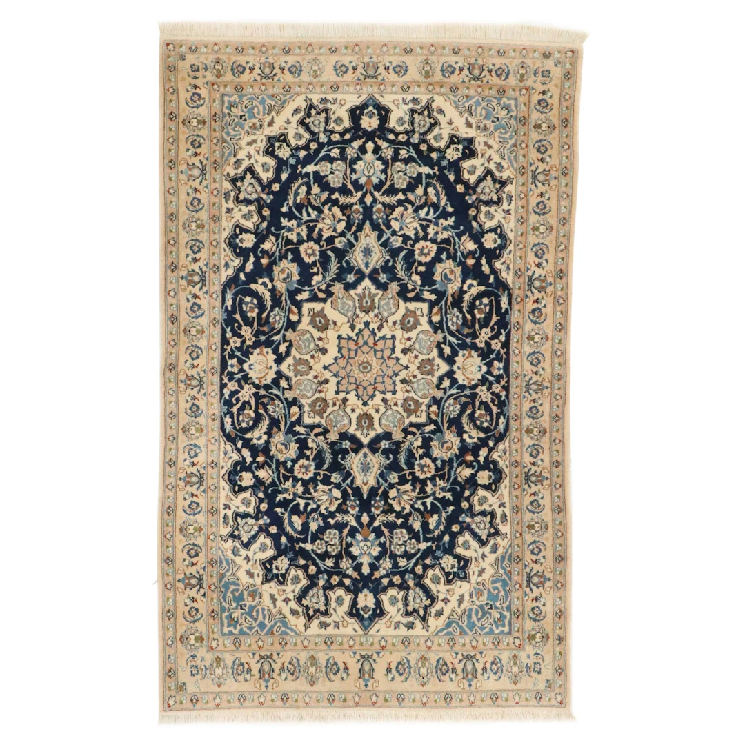 4'3 x 7'1 hand-Knotted Persian Nain Area Rug