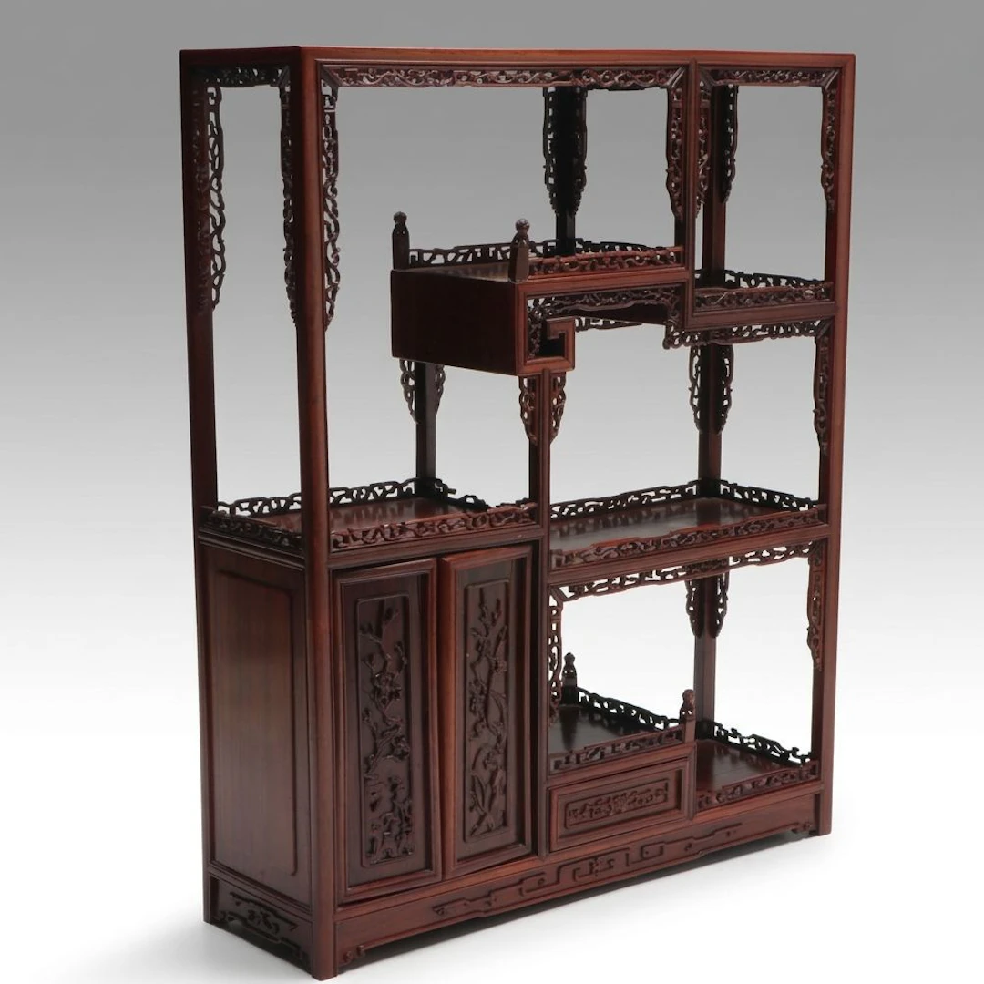 Chinese Carved Wood Wall Shelf