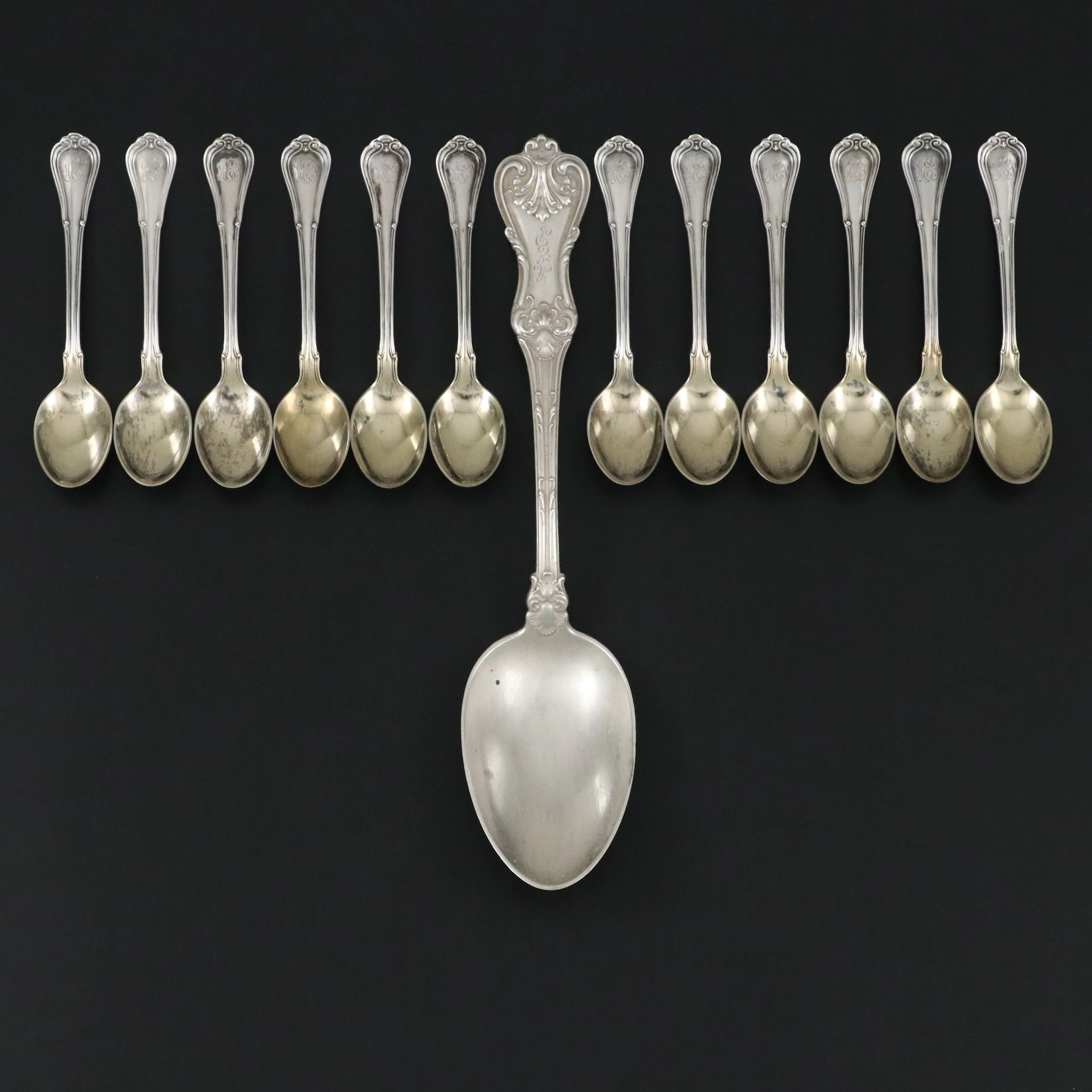 Gorham Sterling Silver Demitasse Spoons with Loring Andrews & Co. Serving Spoon