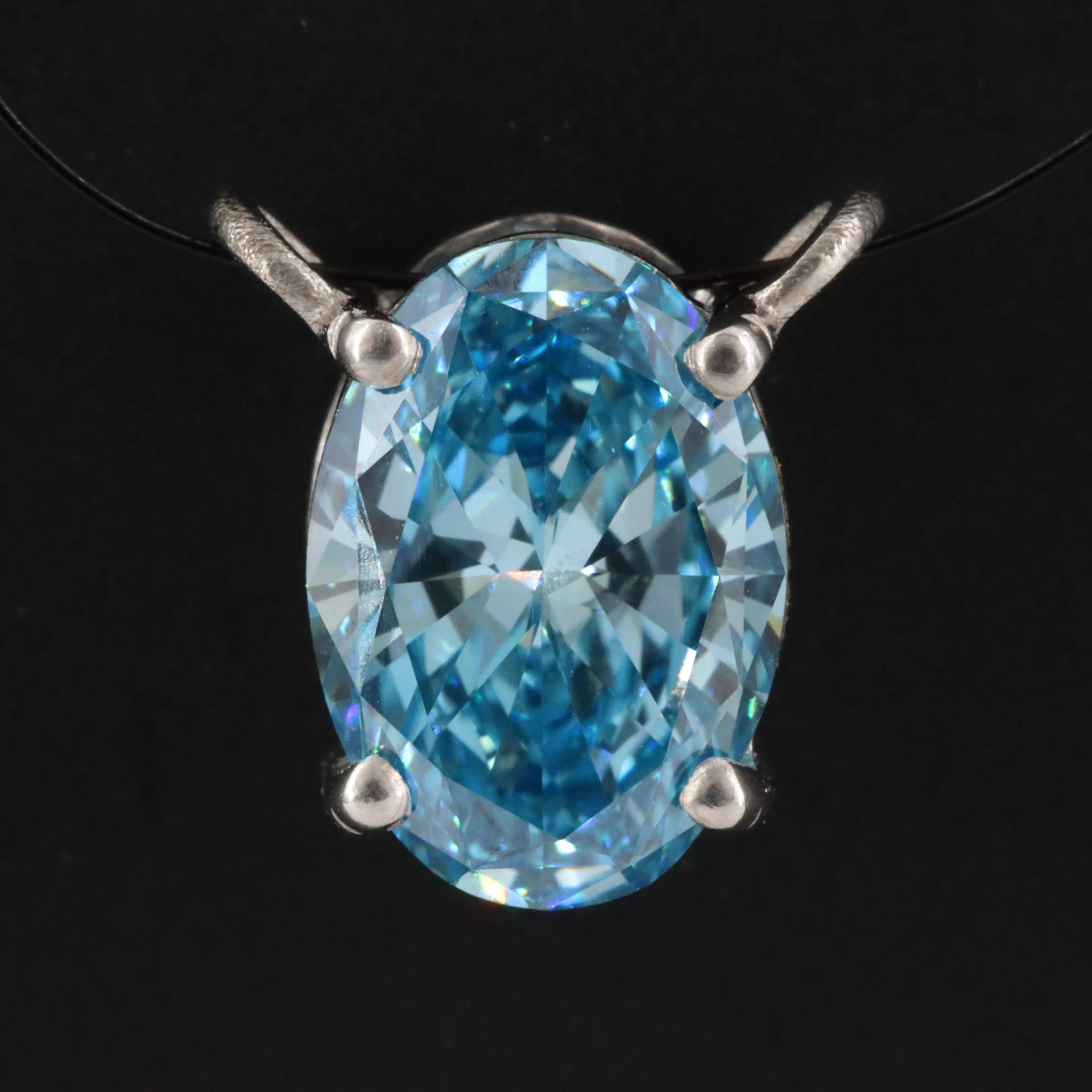 14K Pendant Setting with 1.53 CT Fancy Blue Lab Grown Fancy Diamond