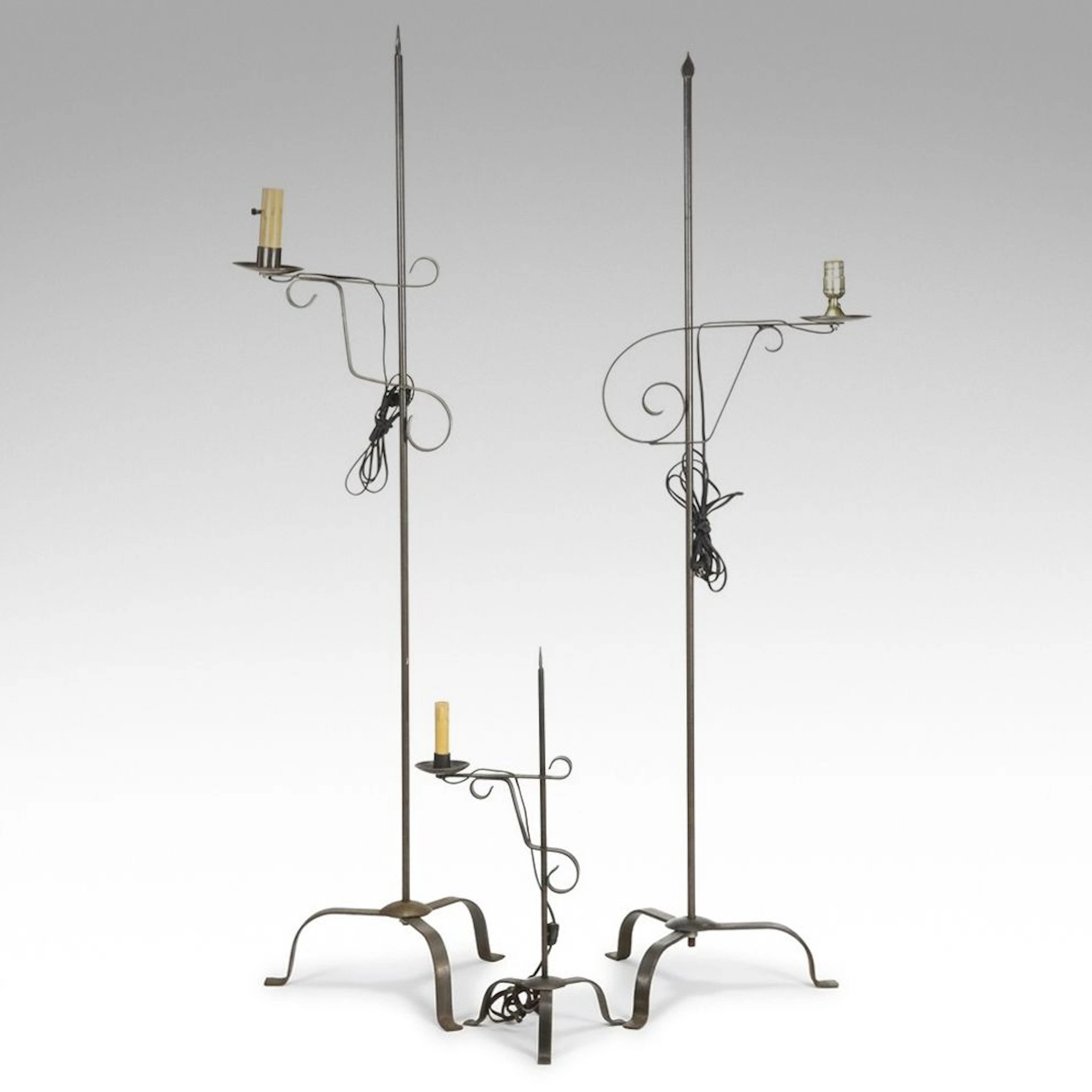 Colonial Revival Style Floor Lamps with Matching Lamp, Adapted Late