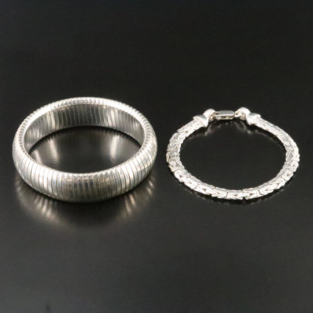 Sterling Byzantine and Tubogas Style Bracelets