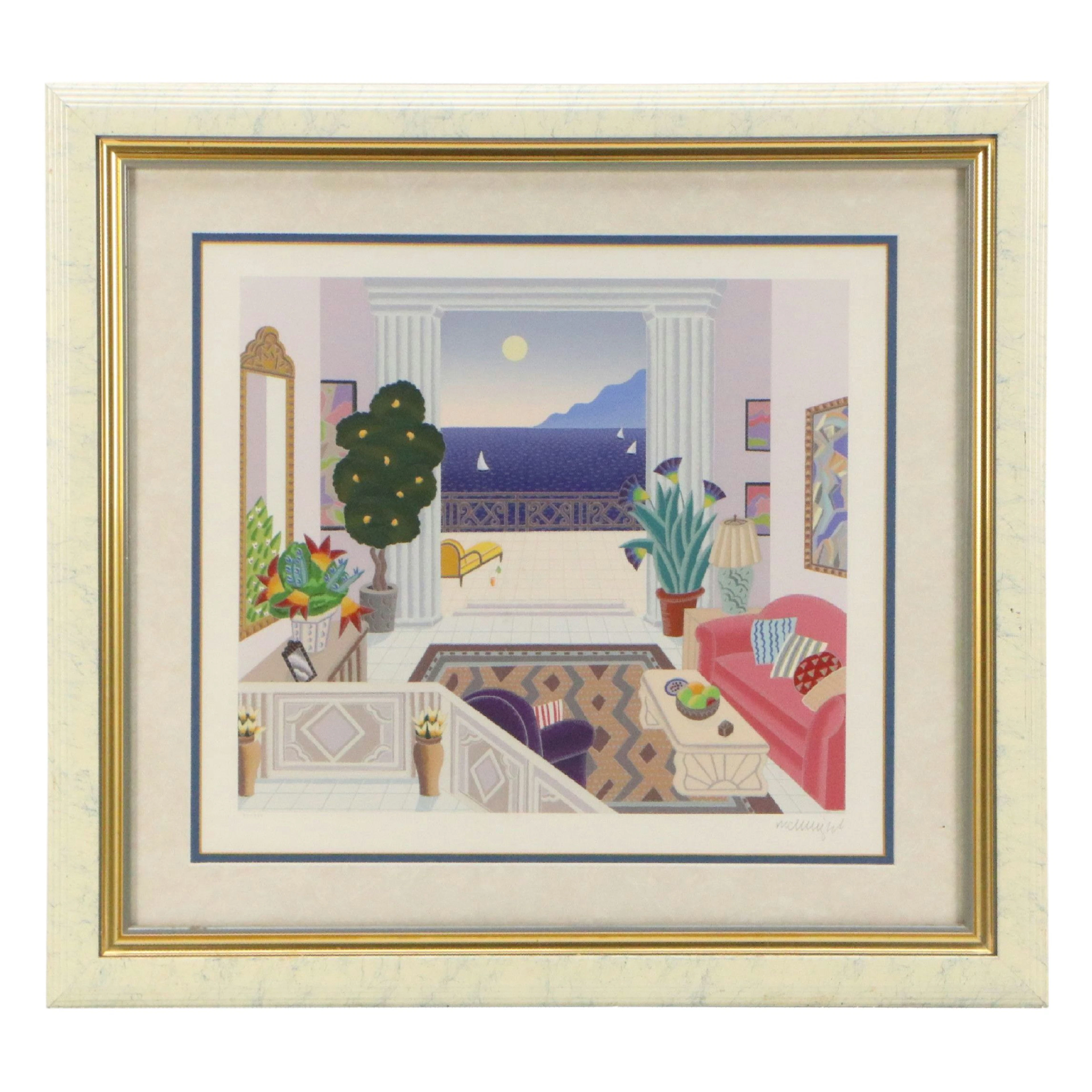 Thomas McKnight Serigraph "Daydreams: Andalusian Pool," 1991
